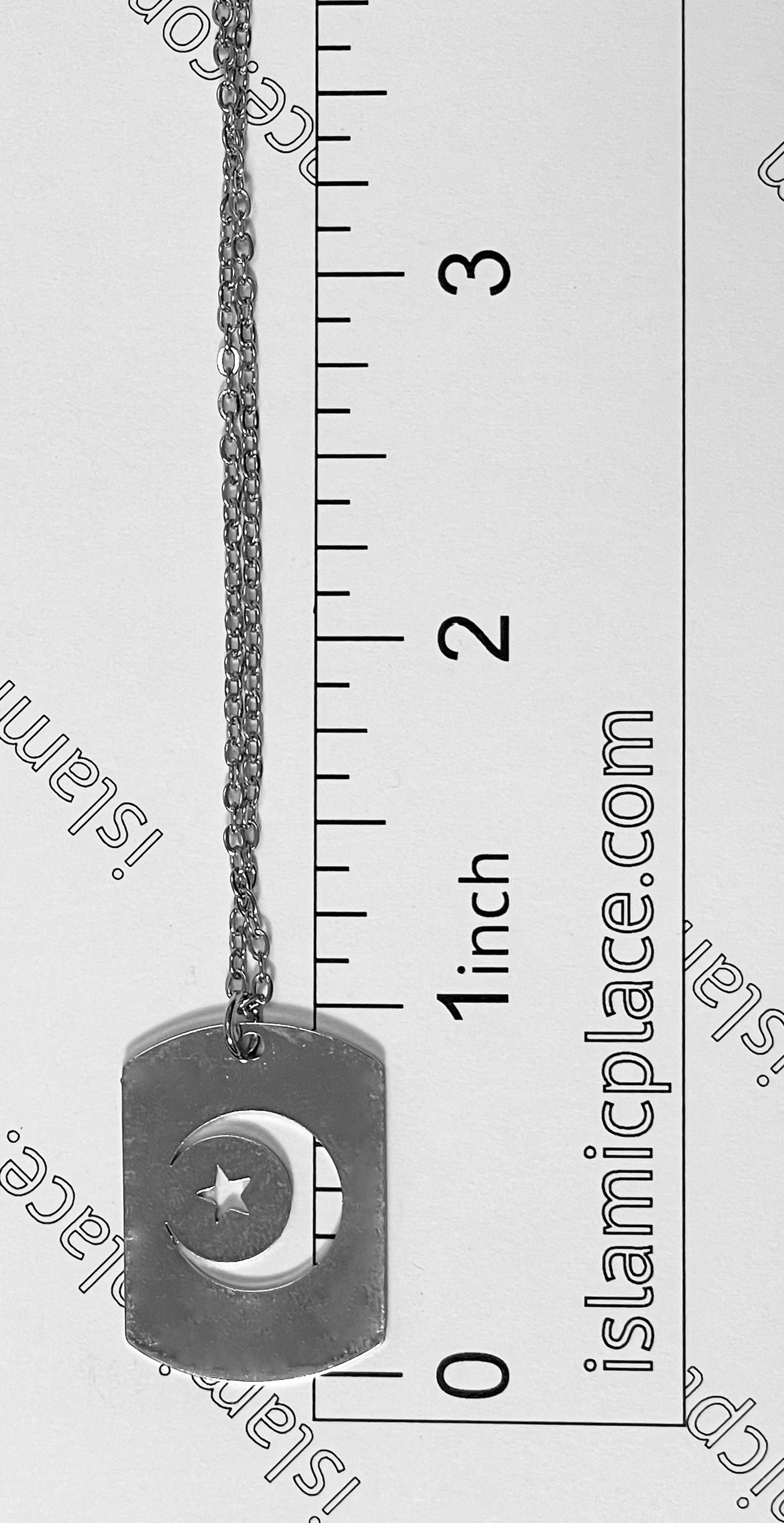 Silver Crescent Moon and Star Stainless Steel Necklace - jp29