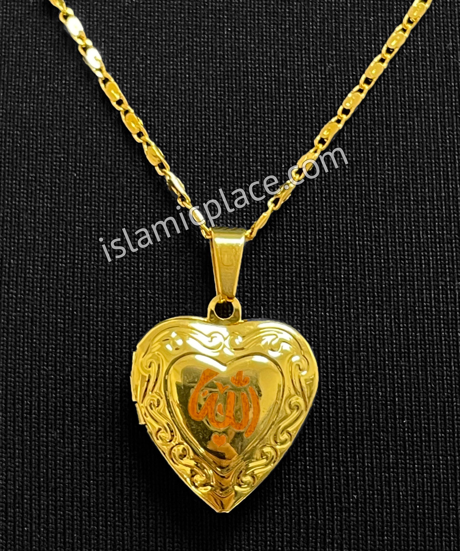 Gold Allah Stainless Steel Photo Necklace - jp32