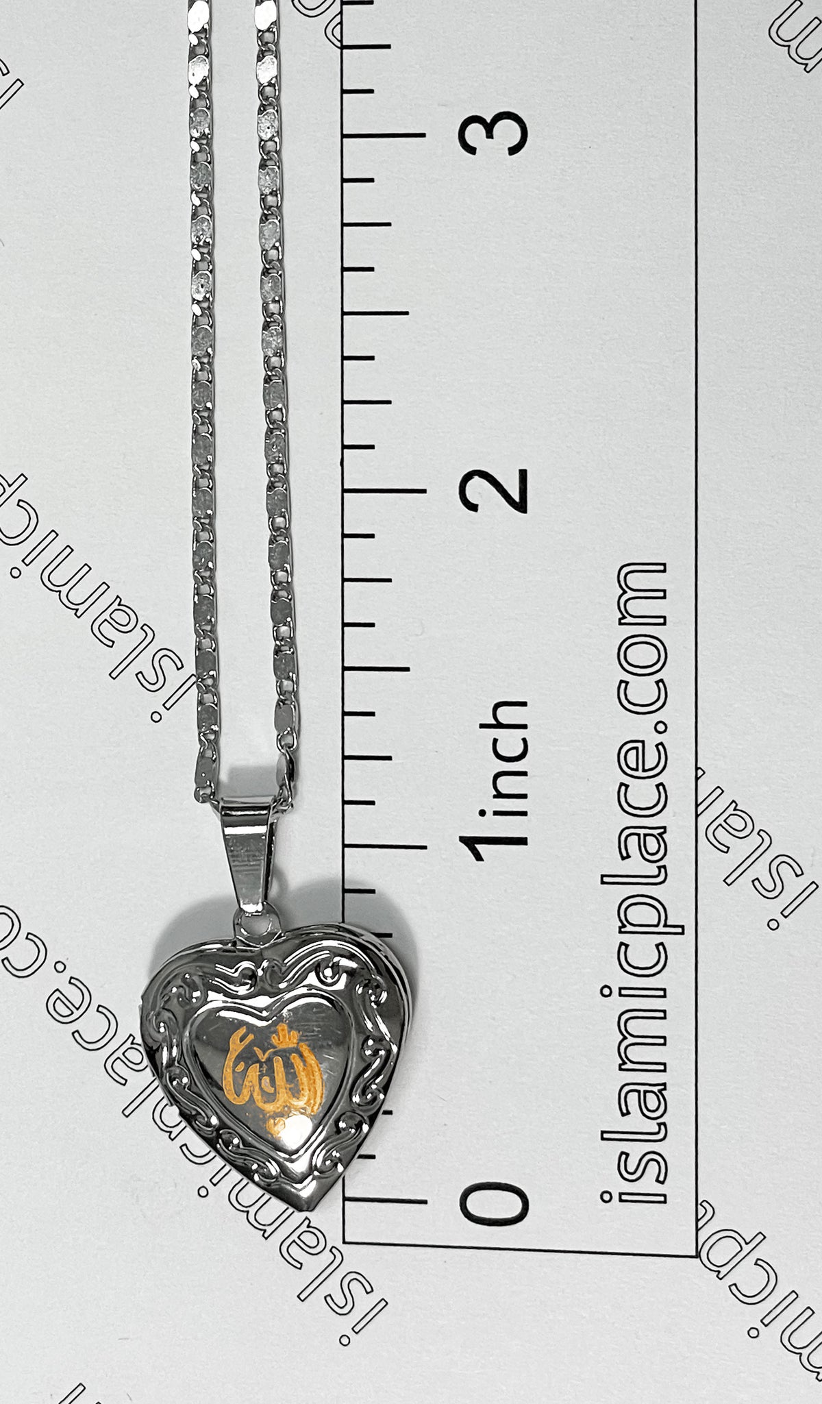Silver Allah Stainless Steel Photo Necklace - jp33