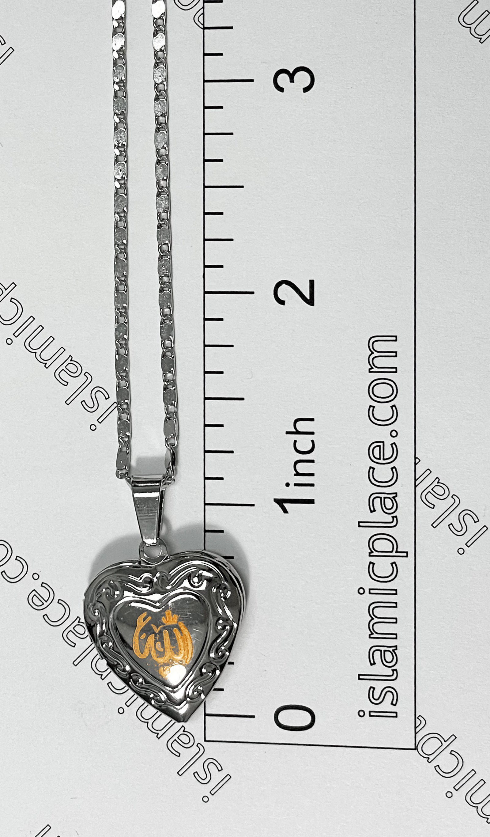 Silver Allah Stainless Steel Photo Necklace - jp33