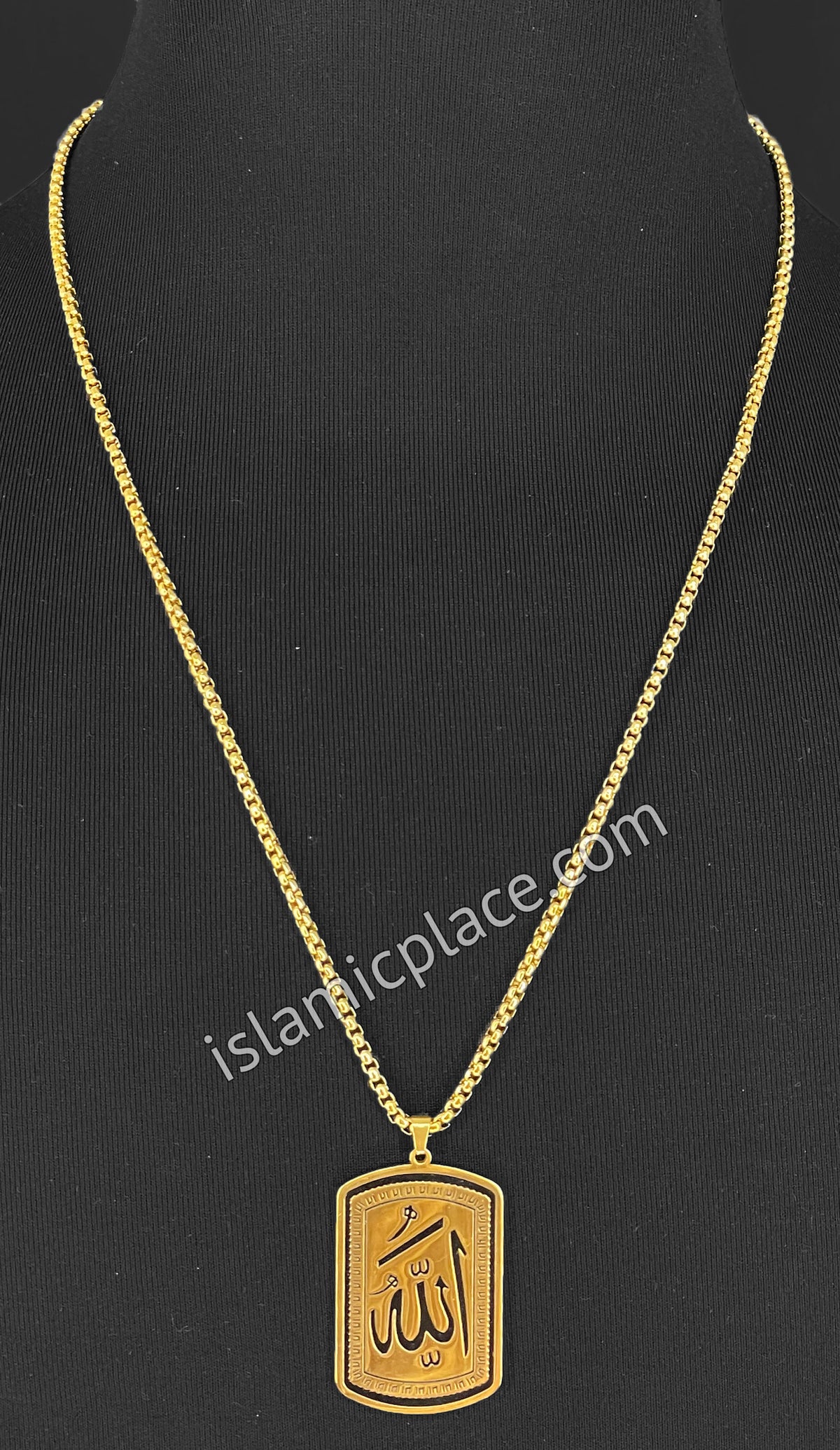 Gold and Black Allah Stainless Steel Necklace - jp35