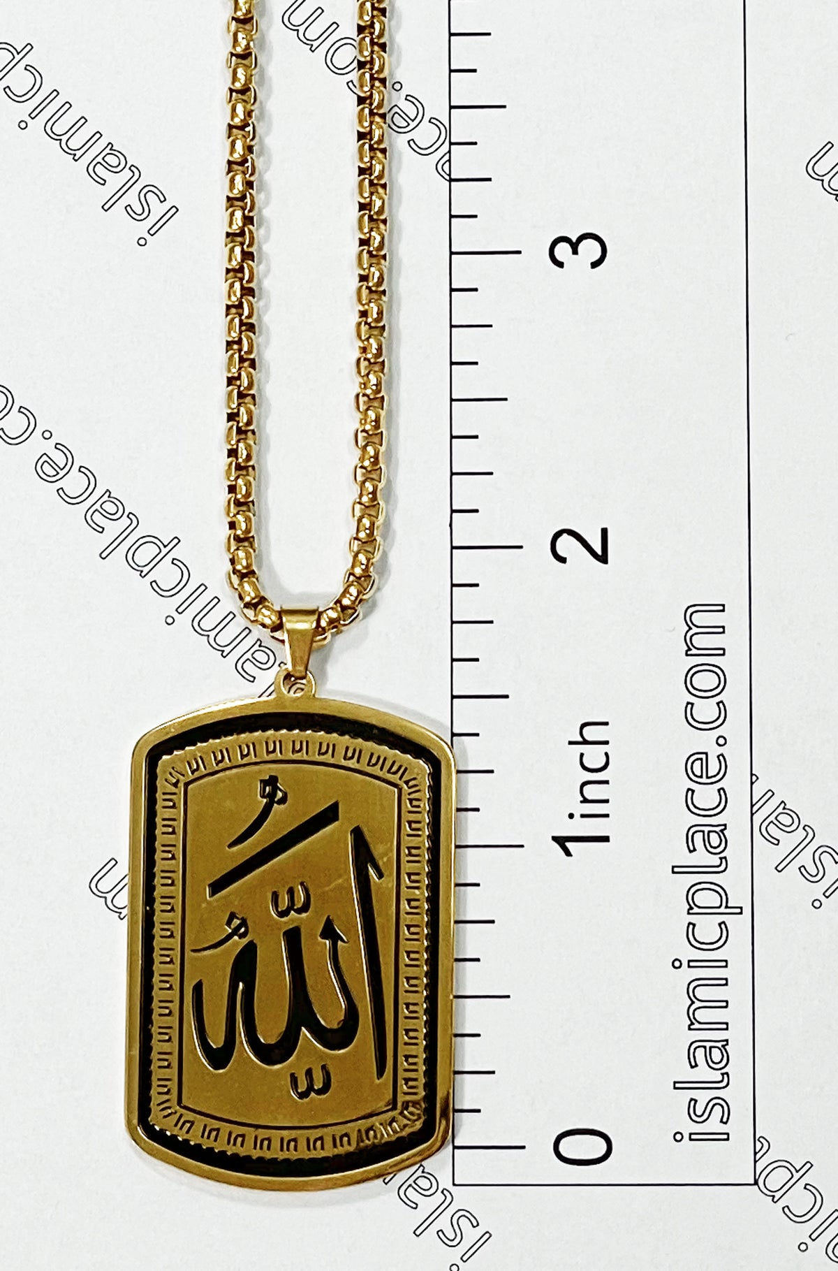 Gold and Black Allah Stainless Steel Necklace - jp35