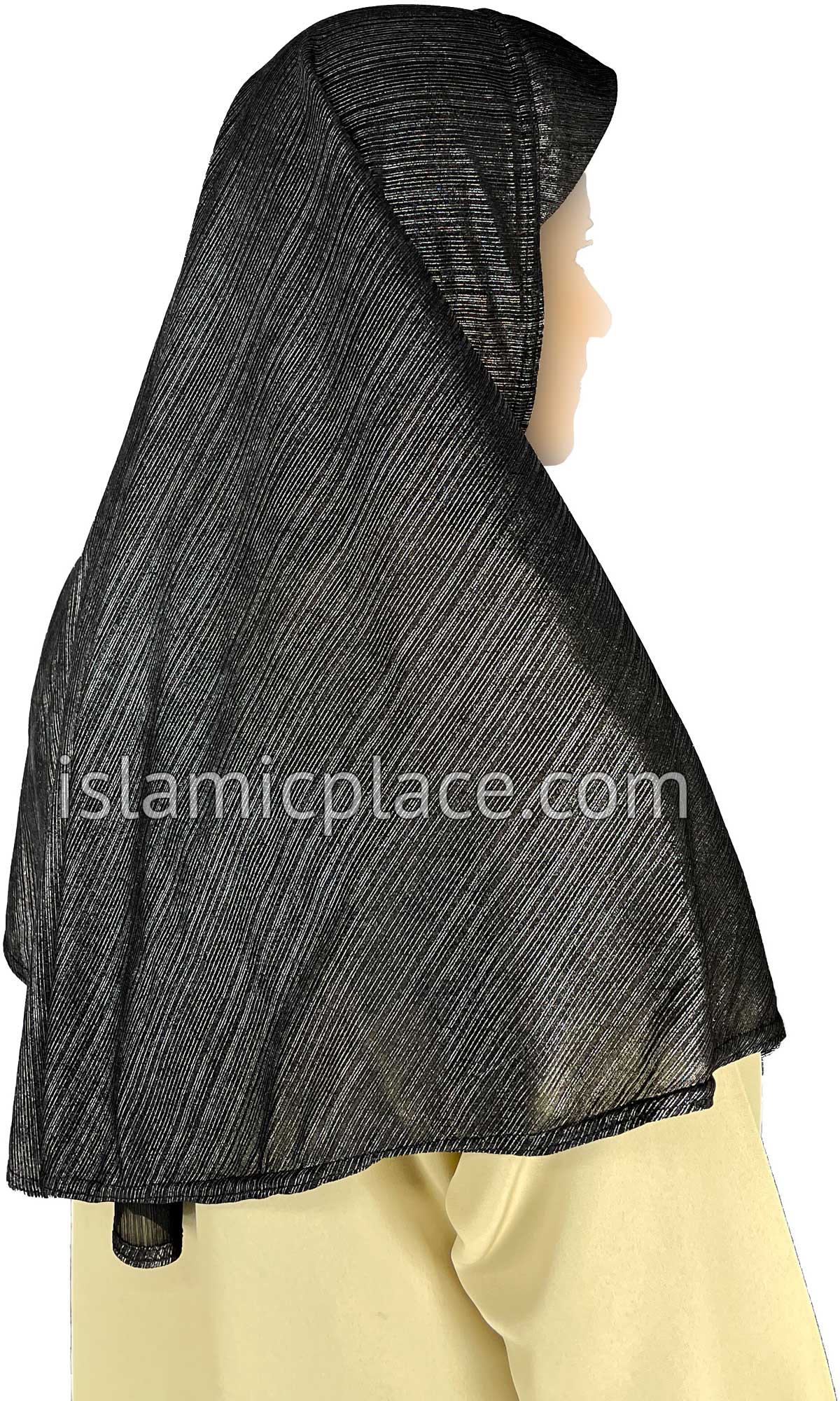 Black & Silver - Metallic Teen to Adult (Large) Hijab Al-Amira (1-piece style)