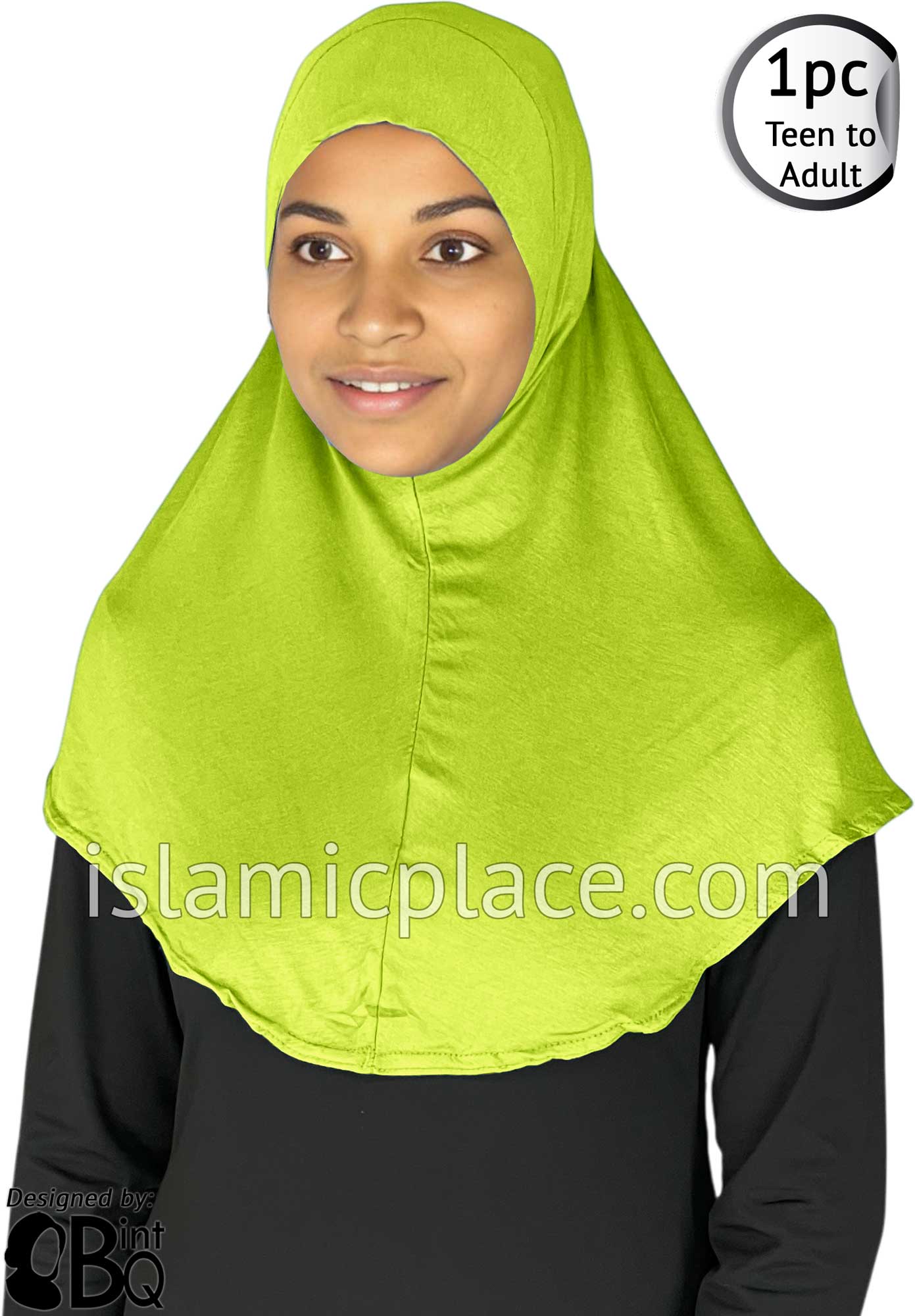 Lime Green - Plain Teen to Adult (Large) Hijab Al-Amira (1-piece style)
