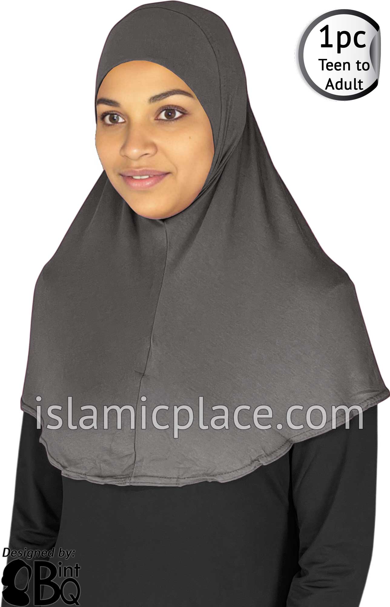 Charcoal Gray - Plain Teen to Adult (Large) Hijab Al-Amira (1-piece style)