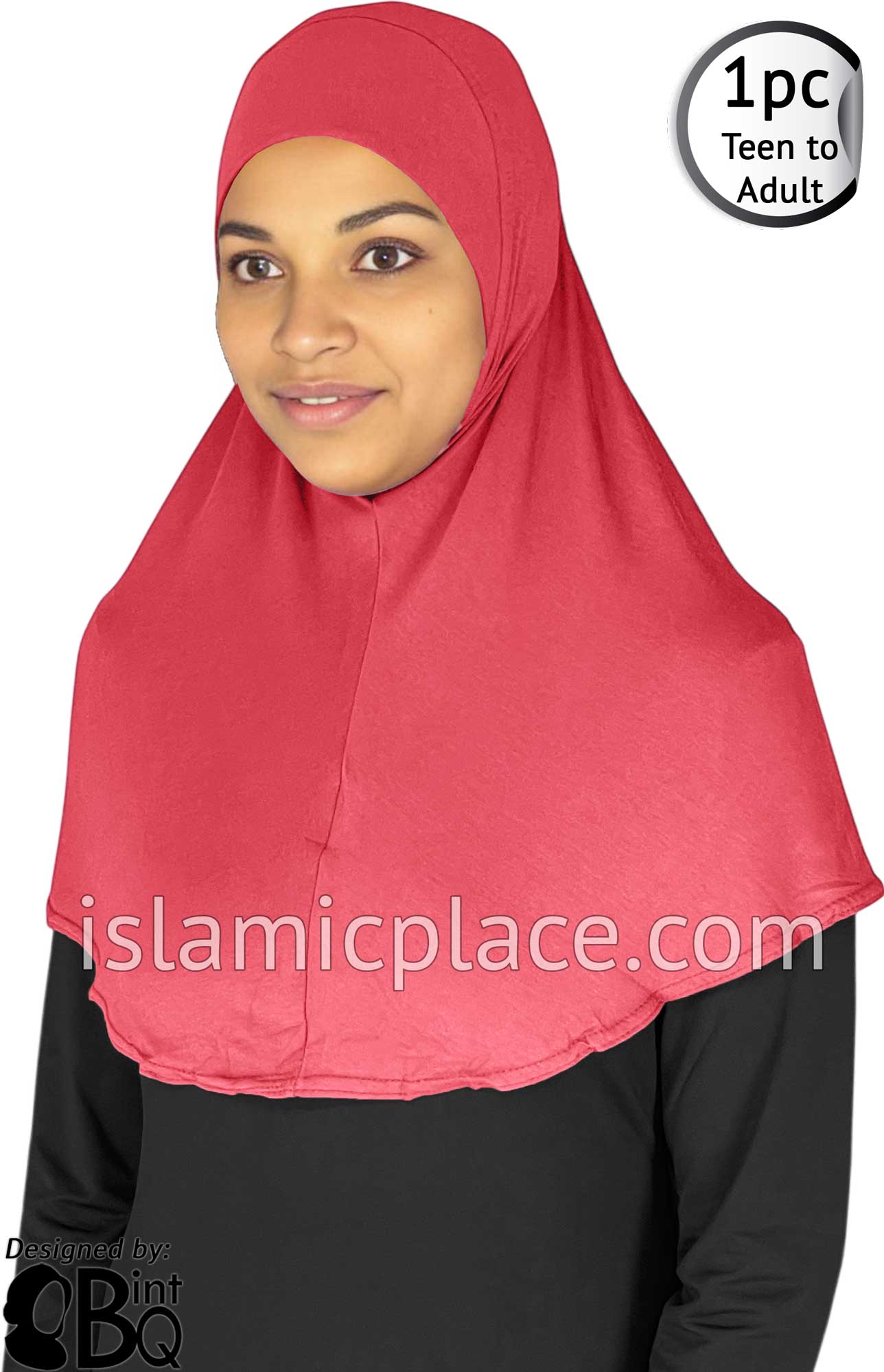 Coral - Plain Teen to Adult (Large) Hijab Al-Amira (1-piece style)
