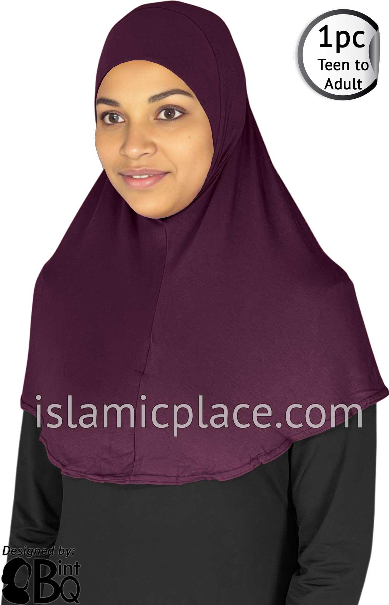 Eggplant - Plain Teen to Adult (Large) Hijab Al-Amira (1-piece style)