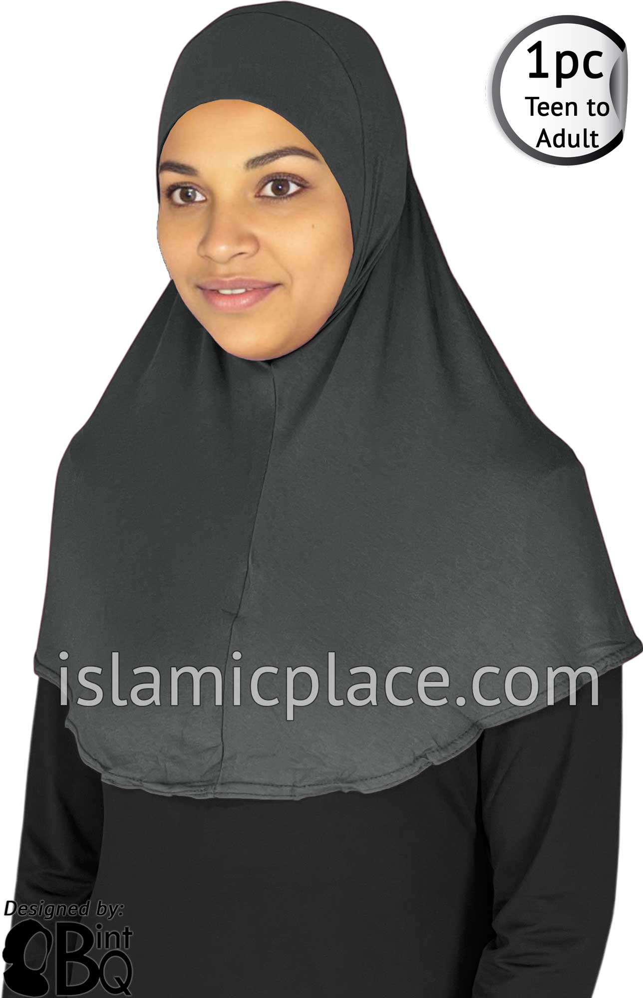 Graphite Gray - Plain Teen to Adult (Large) Hijab Al-Amira (1-piece style)