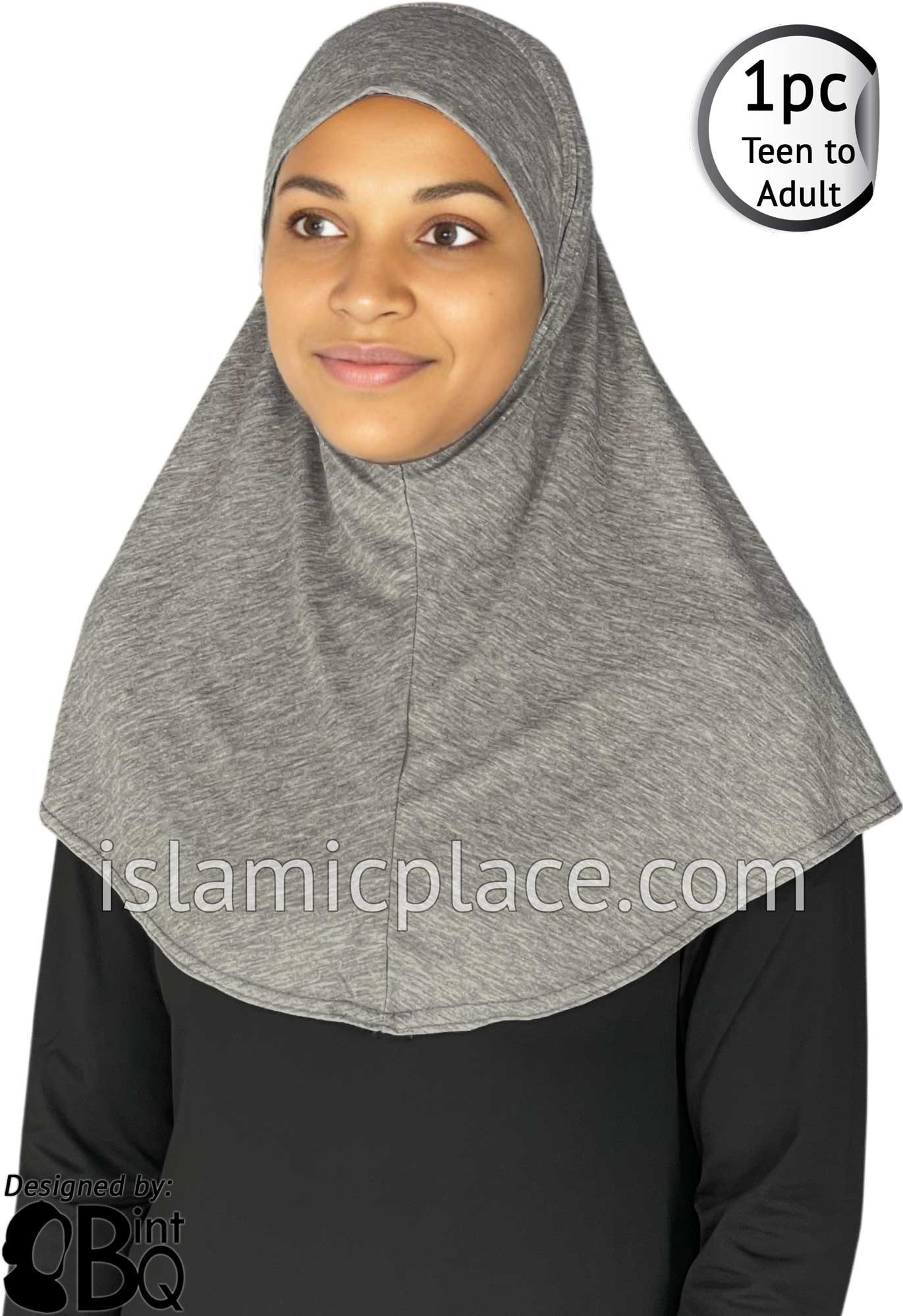 Light Heather Gray - Plain Teen to Adult (Large) Hijab Al-Amira (1-piece style)