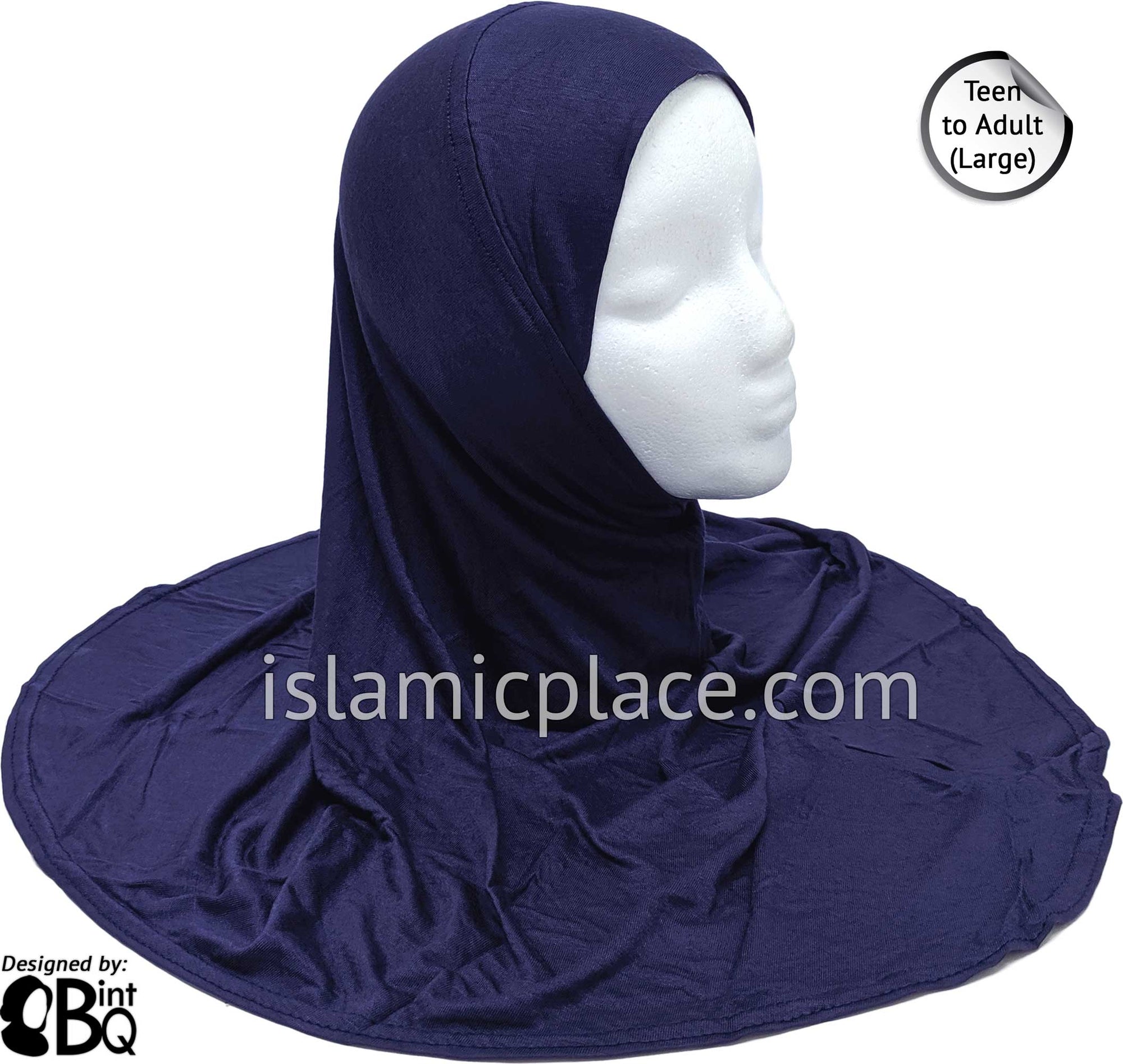 Navy Blue - Plain Teen to Adult (Large) Hijab Al-Amira (1-piece style)