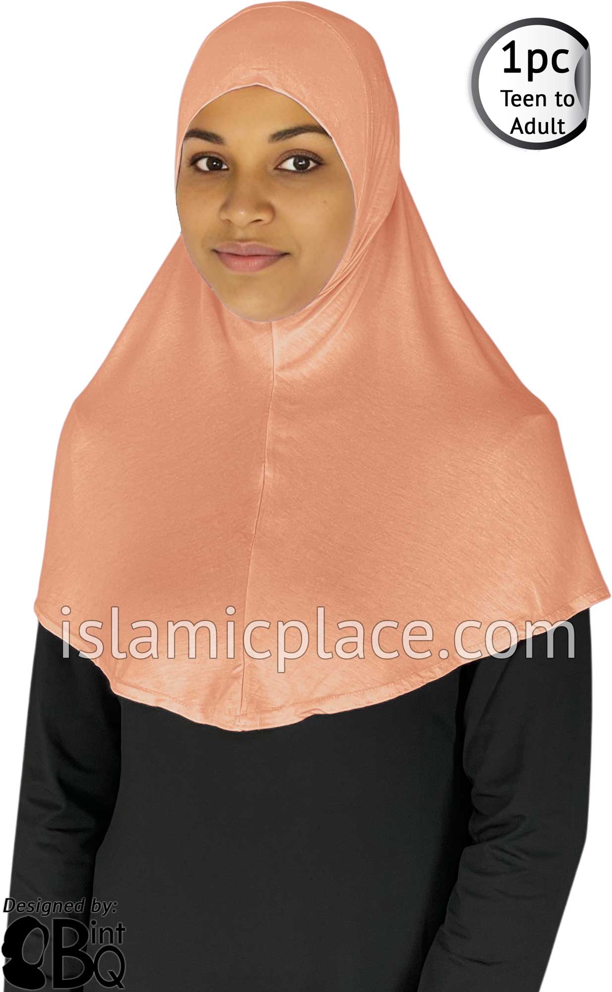 Peach - Plain Teen to Adult (Large) Hijab Al-Amira (1-piece style)