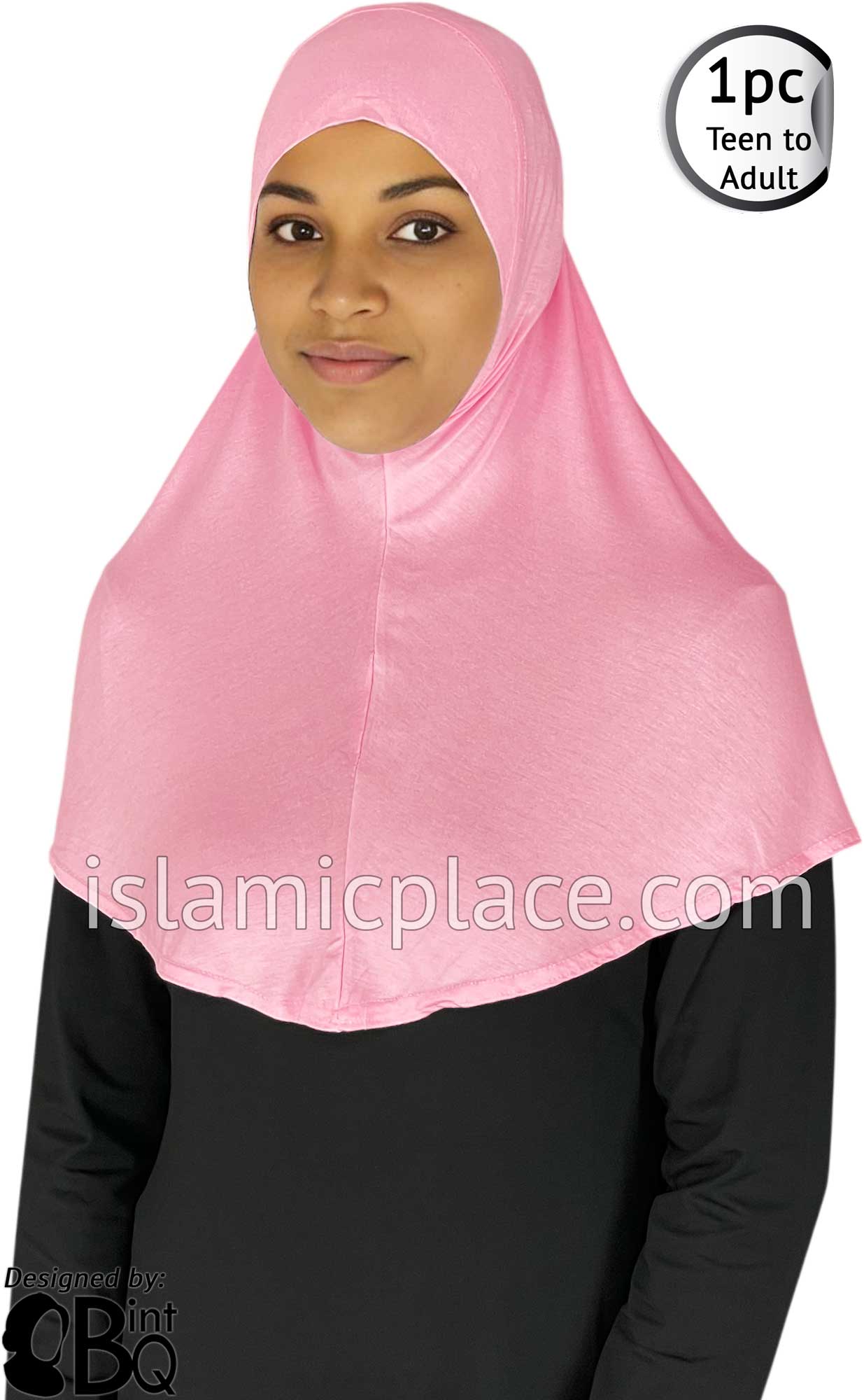 Pink - Plain Teen to Adult (Large) Hijab Al-Amira (1-piece style)