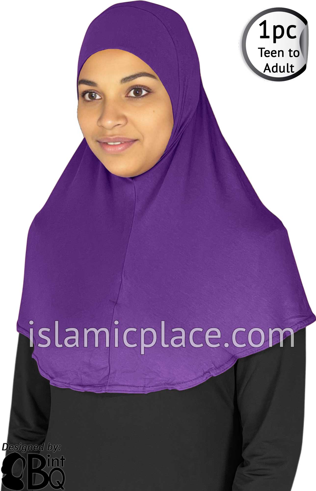 Purple - Plain Teen to Adult (Large) Hijab Al-Amira (1-piece style)