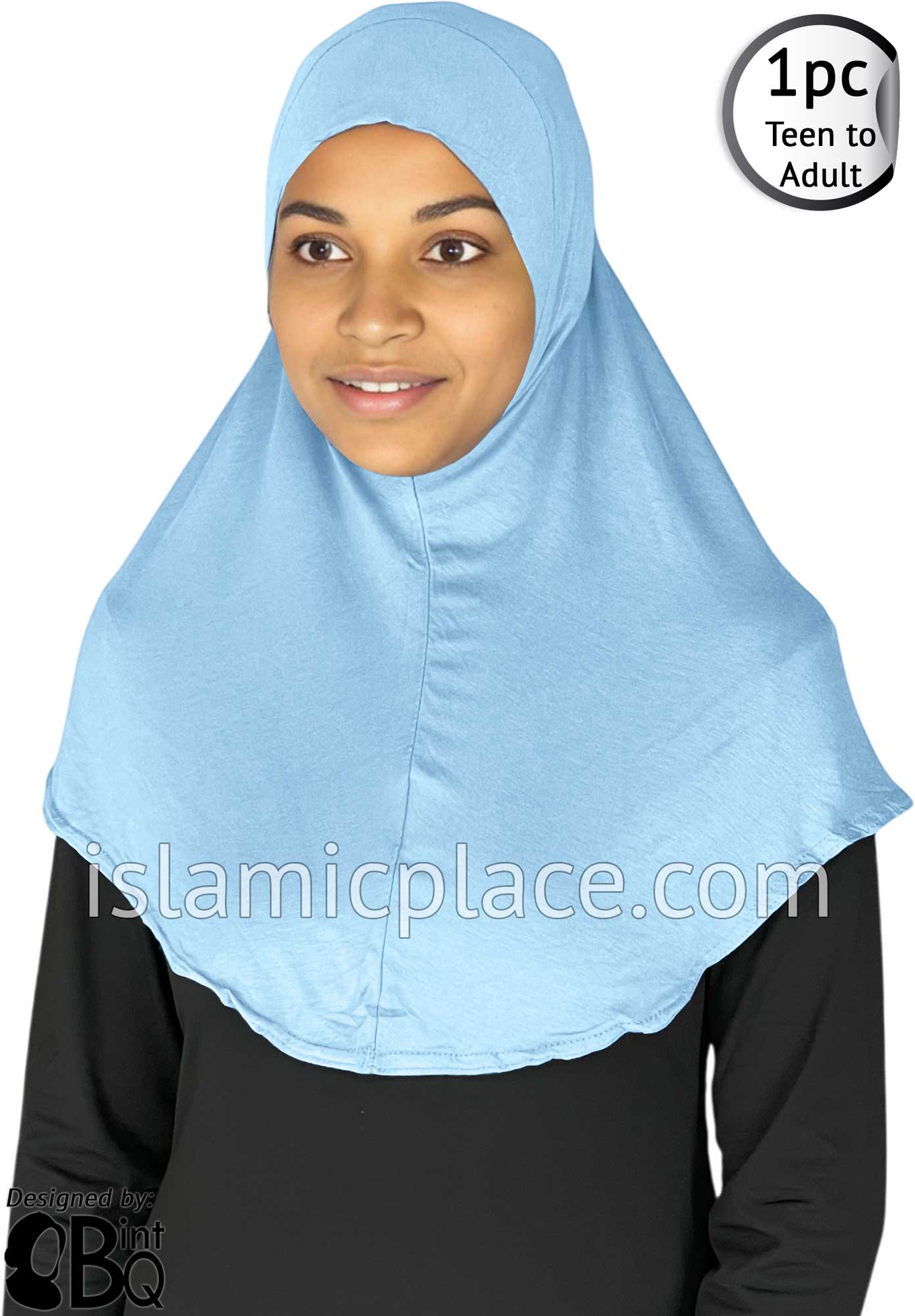 Sky Blue - Plain Teen to Adult (Large) Hijab Al-Amira (1-piece style)