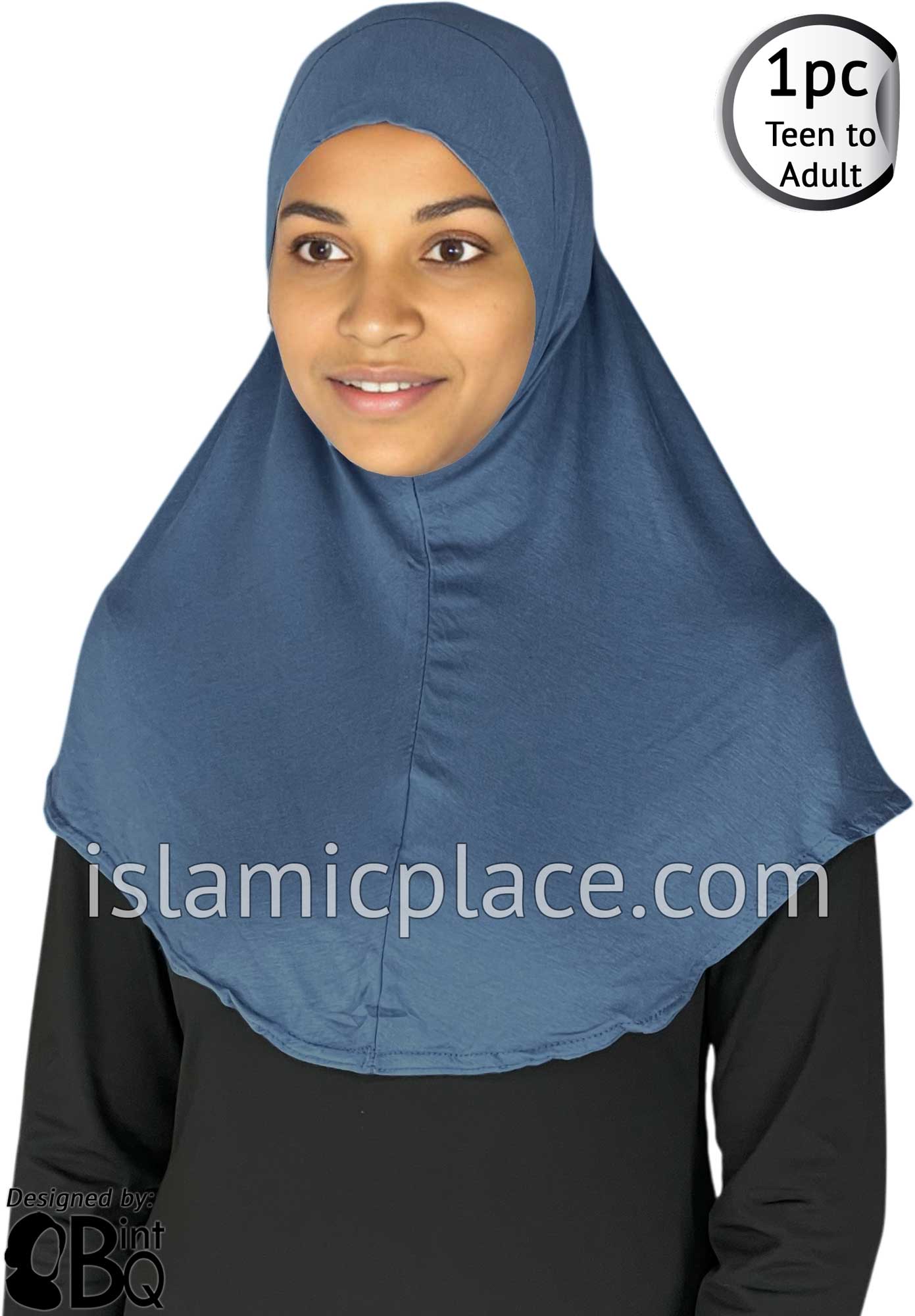Steel Blue - Plain Teen to Adult (Large) Hijab Al-Amira (1-piece style)