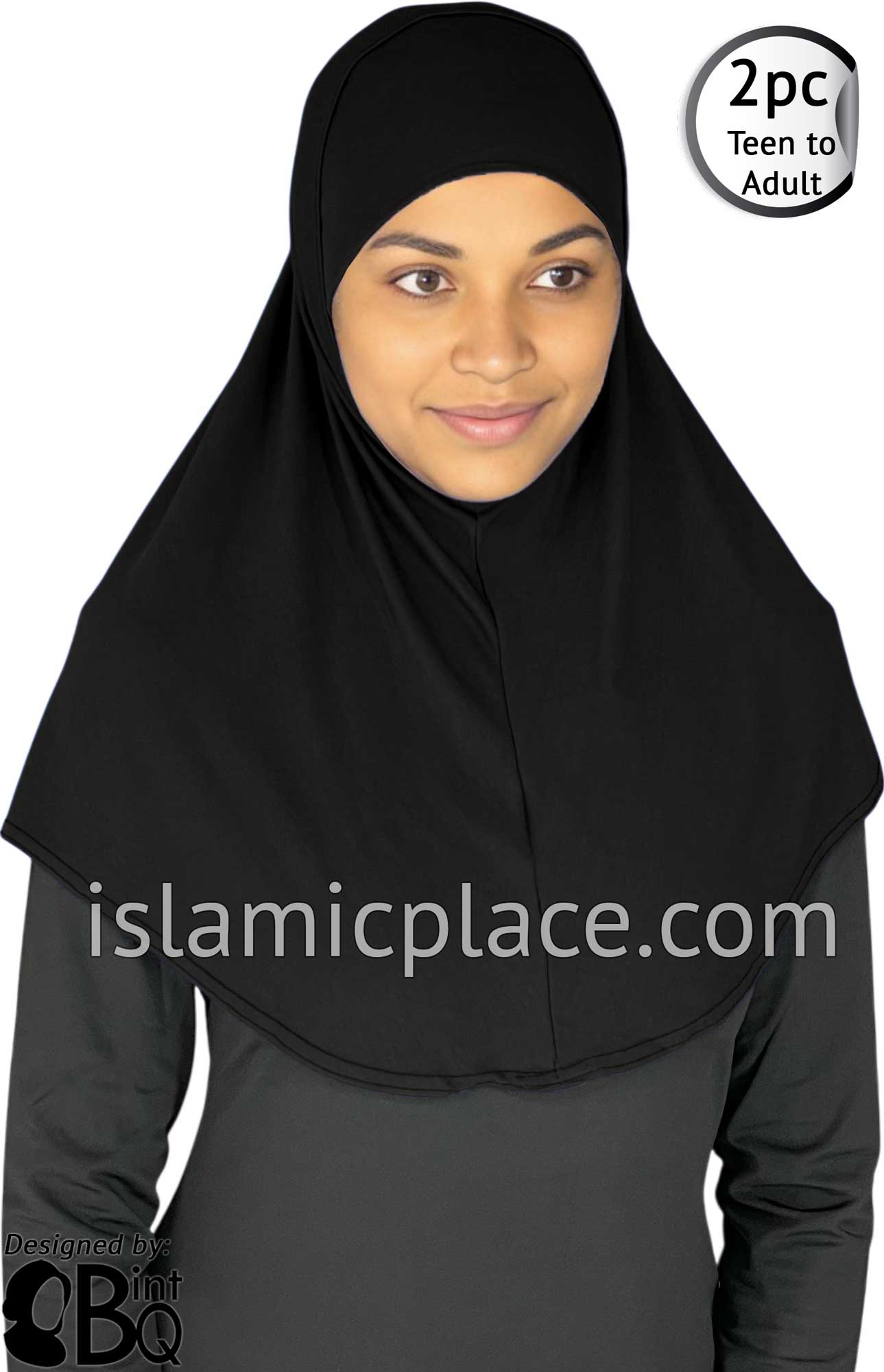 Black - Plain Teen to Adult (Large) Hijab Al-Amira (2-piece style)