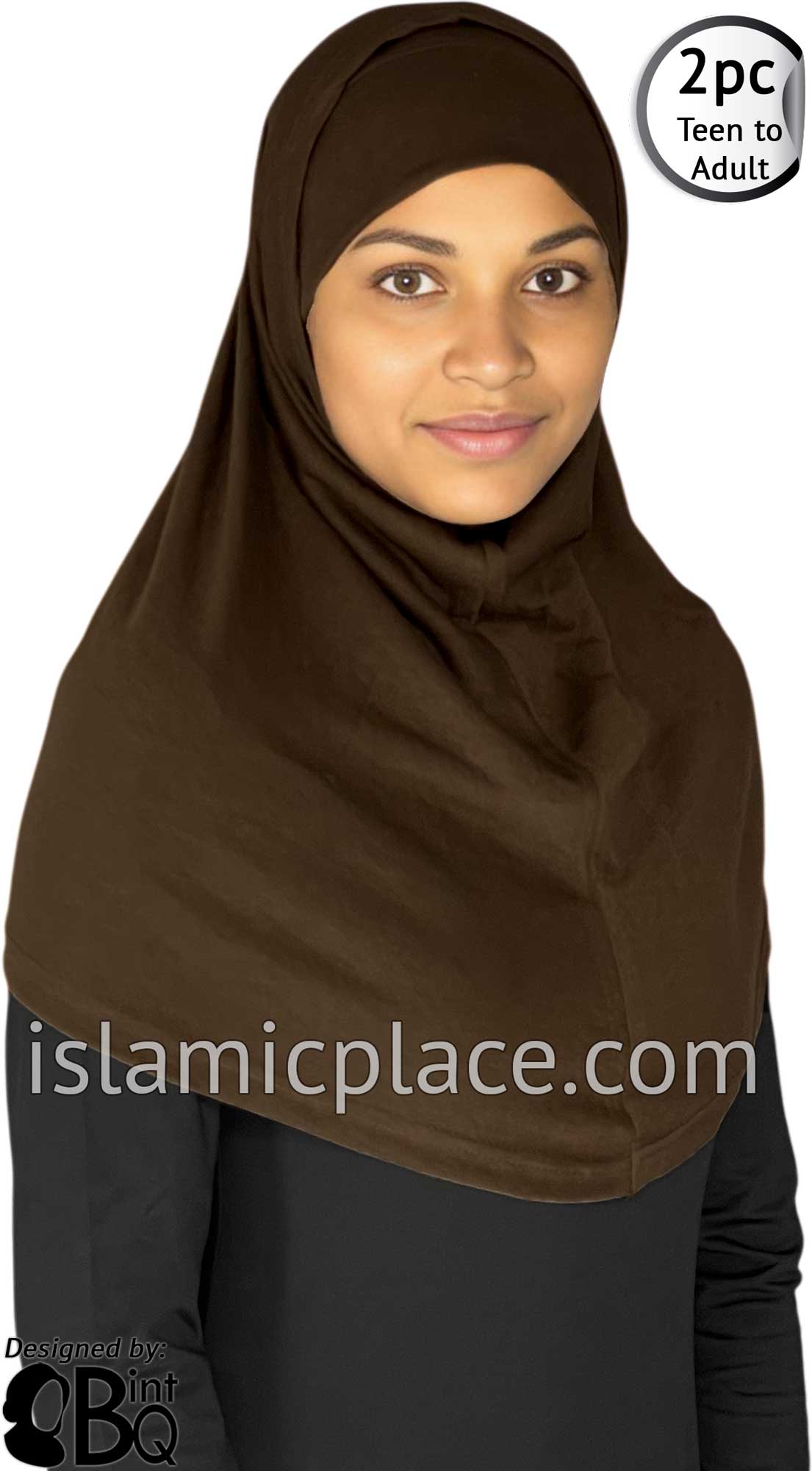 Brown - Plain Teen to Adult (Large) Hijab Al-Amira (2-piece style)