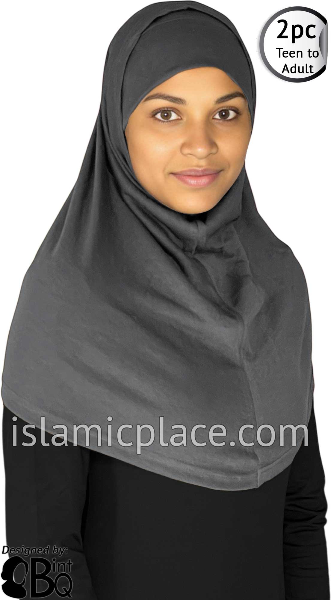 Charcoal Gray - Plain Teen to Adult (Large) Hijab Al-Amira (2-piece style)