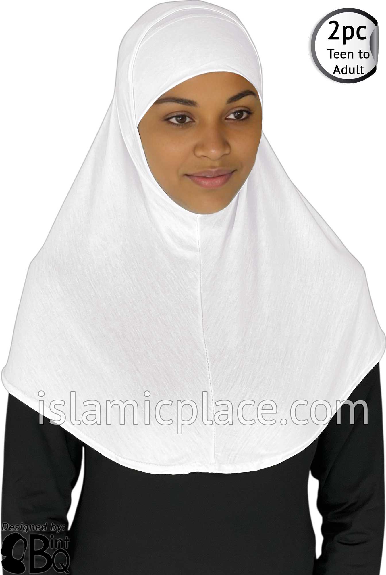 White - Plain Teen to Adult (Large) Hijab Al-Amira (2-piece style)
