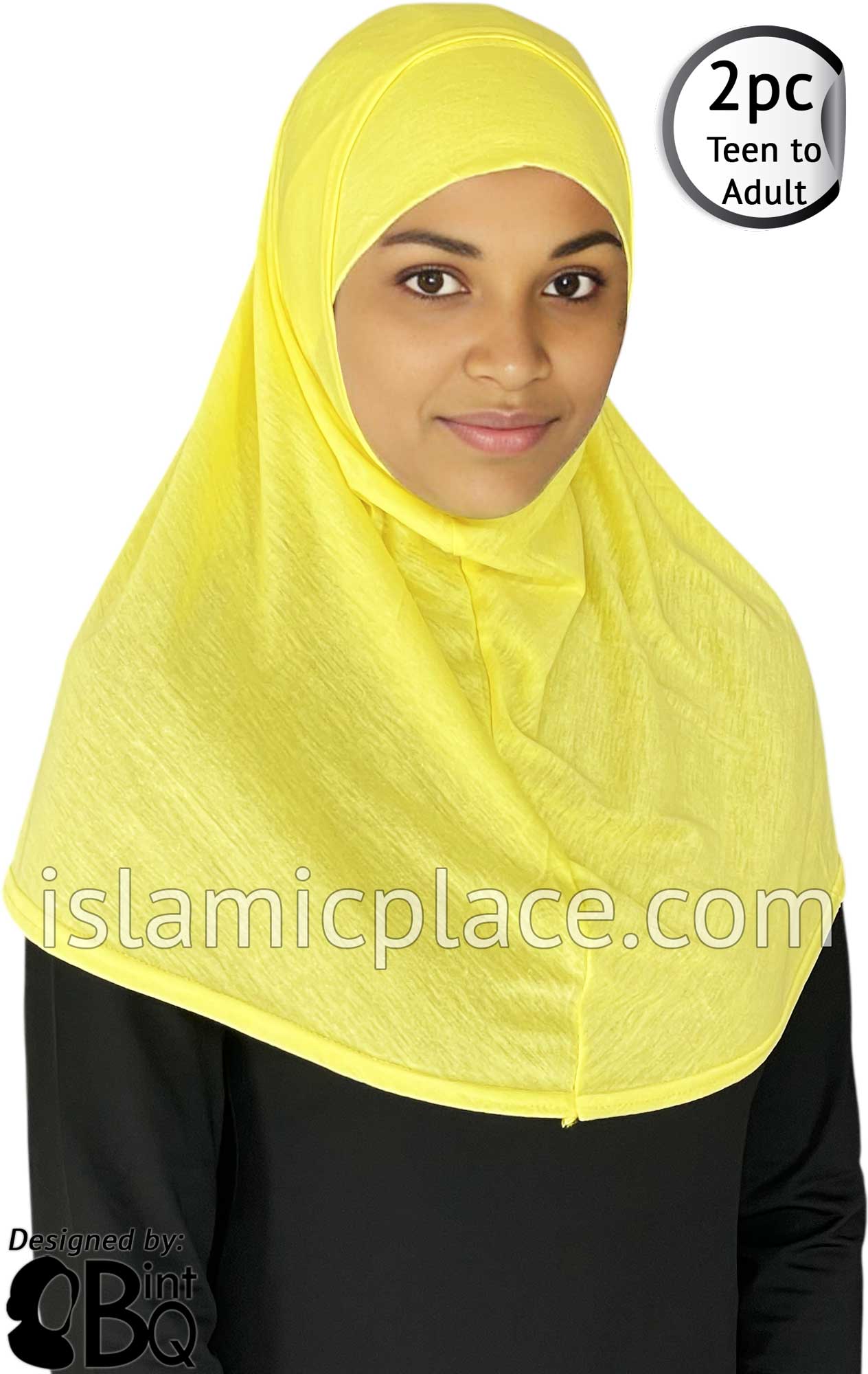 Yellow - Plain Teen to Adult (Large) Hijab Al-Amira (2-piece style)
