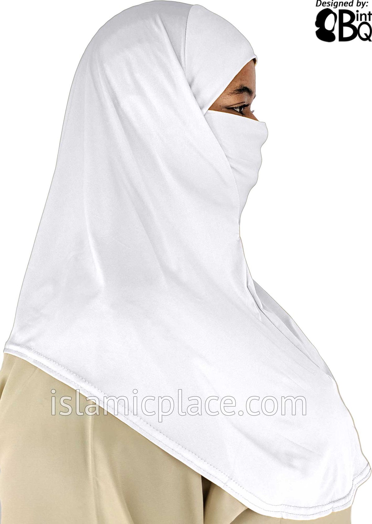 White - Plain Teen to Adult (Large) Hijab Al-Amira with Built-in Niqab