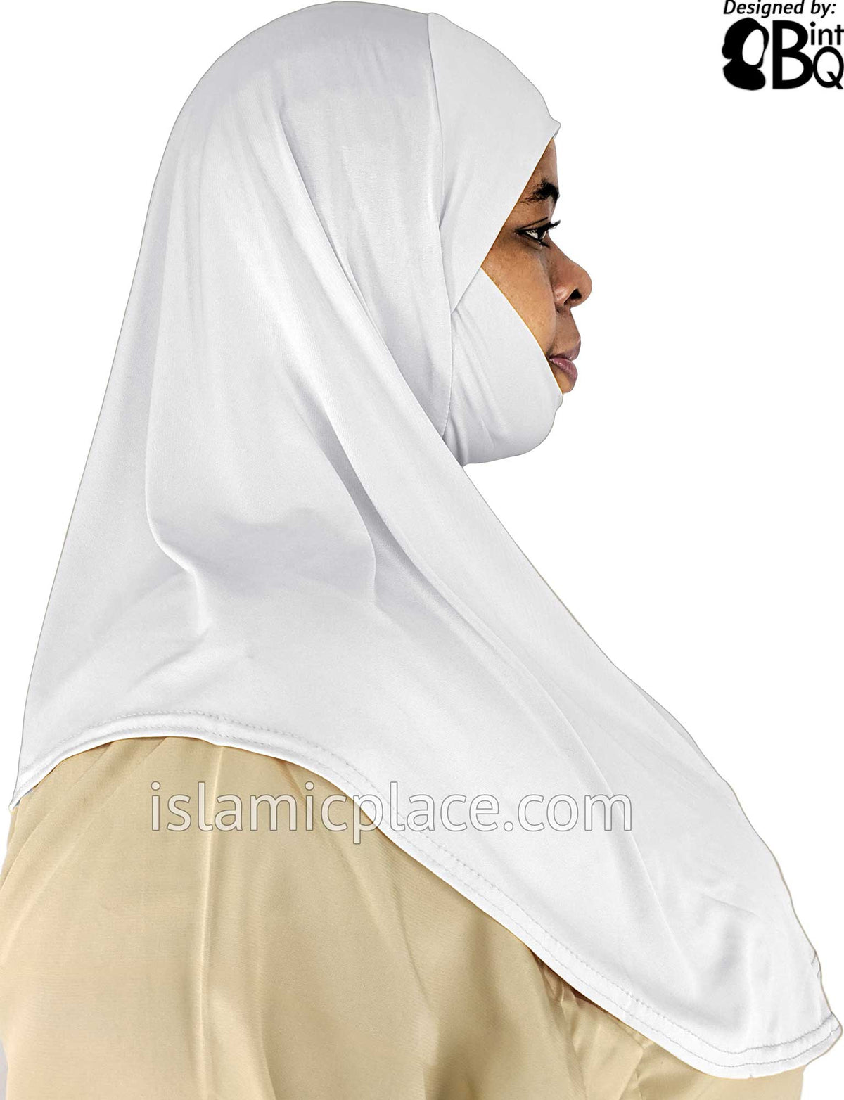 White - Plain Teen to Adult (Large) Hijab Al-Amira with Built-in Niqab
