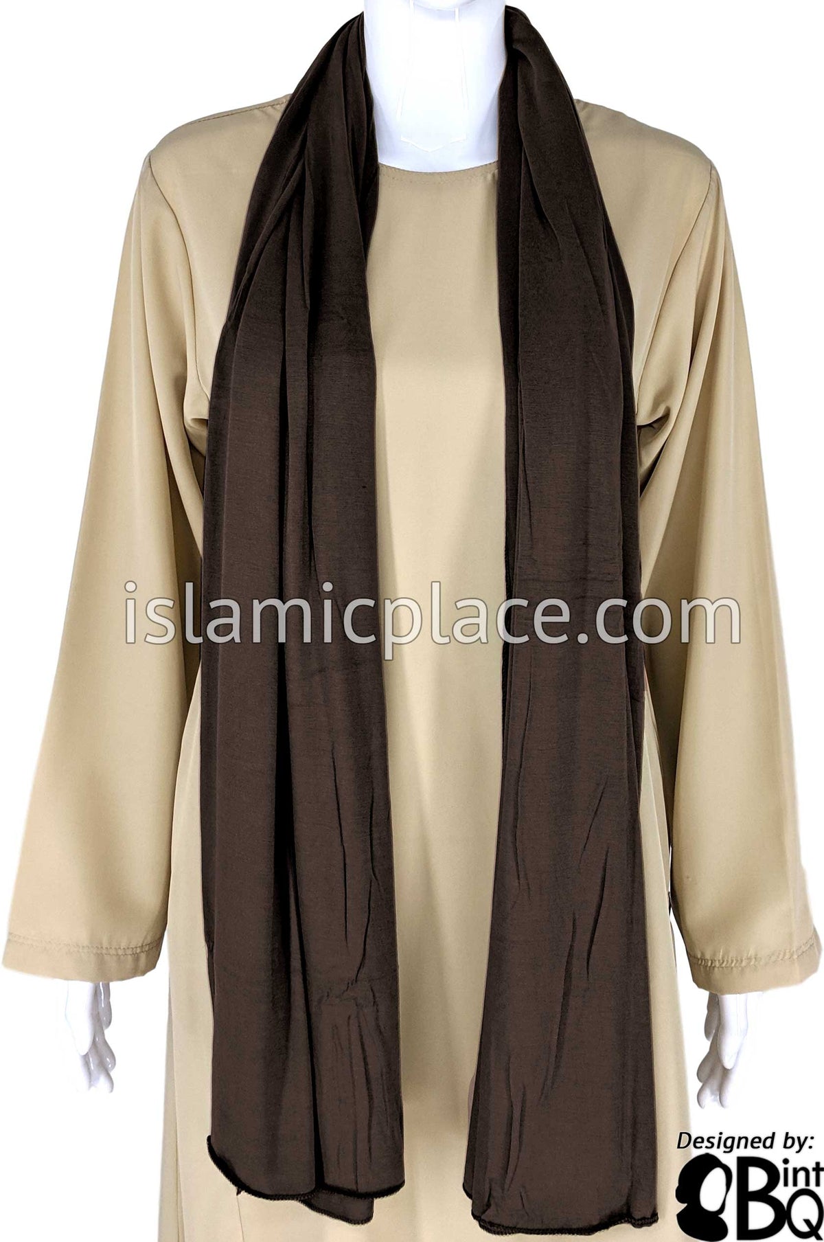 Dark Brown Plain - Jamila Jersey Shayla Long Rectangle Hijab 30"x70"