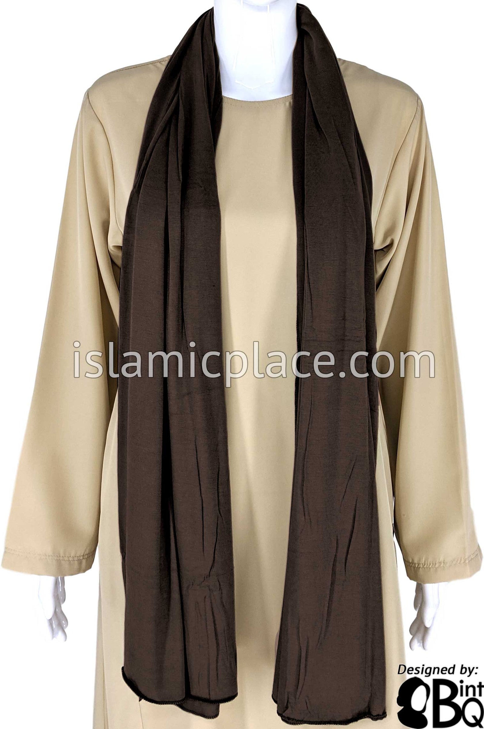 Dark Brown Plain - Jamila Jersey Shayla Long Rectangle Hijab 30"x70"