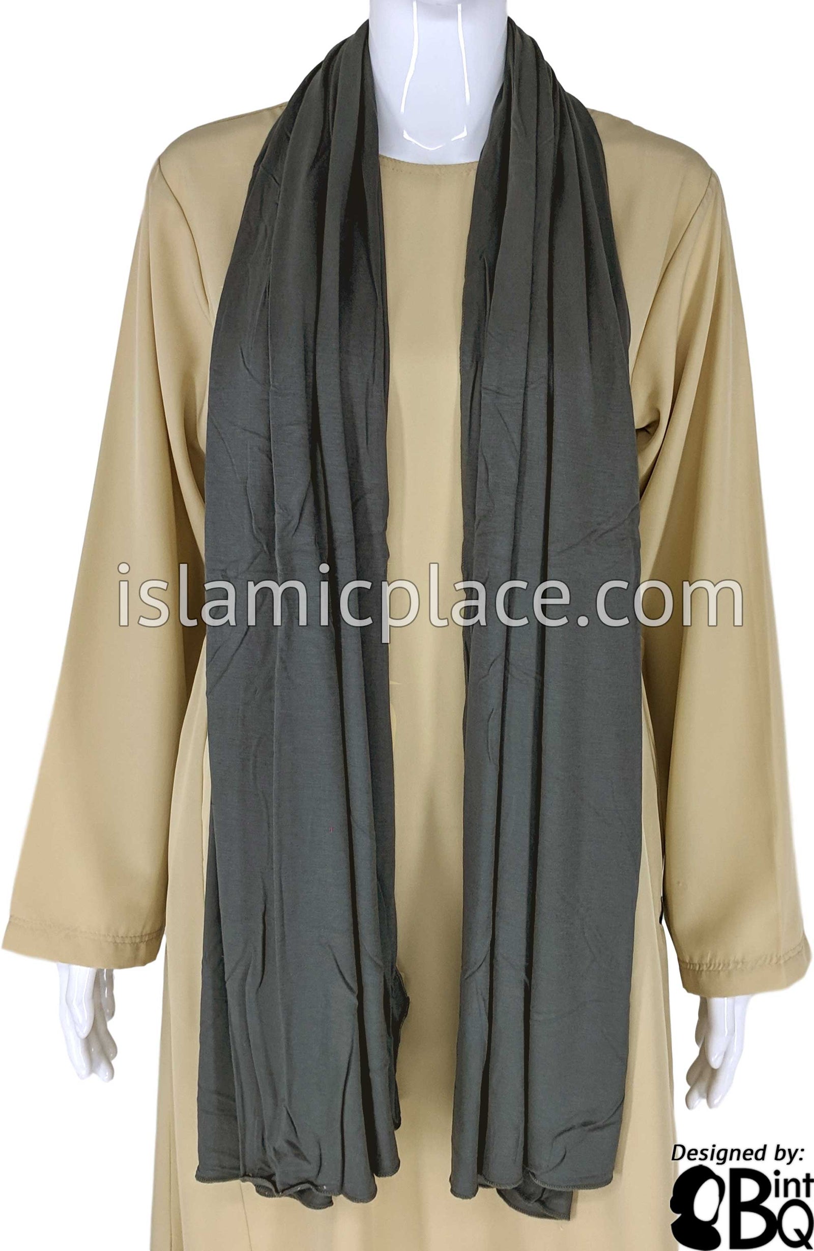 Graphite Plain - Jamila Jersey Shayla Long Rectangle Hijab 30"x70"