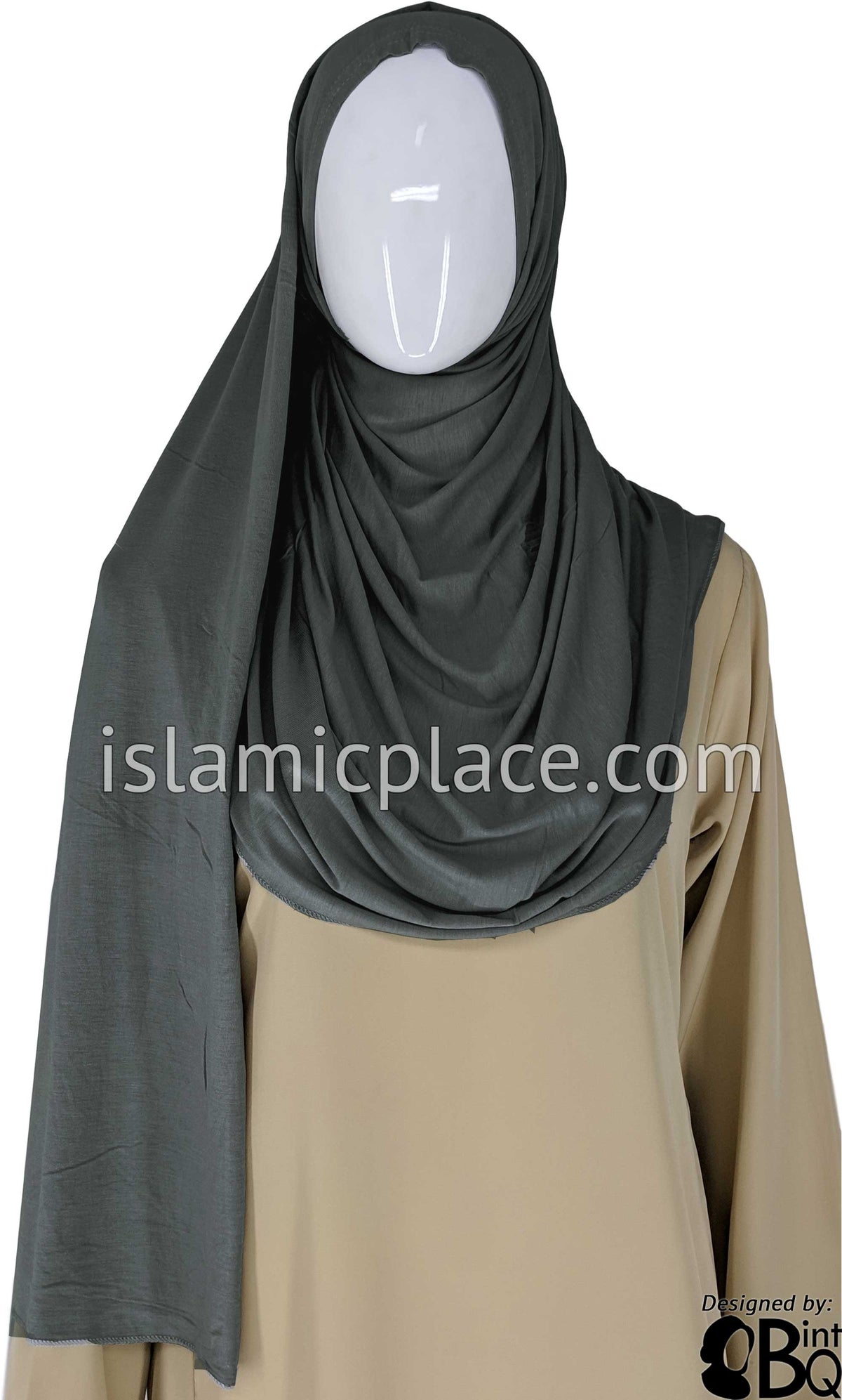 Graphite Plain - Jamila Jersey Shayla Long Rectangle Hijab 30"x70"