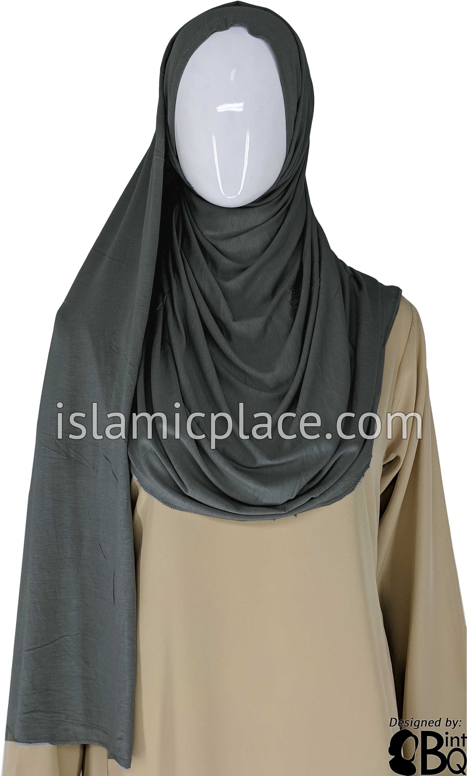 Graphite Plain - Jamila Jersey Shayla Long Rectangle Hijab 30"x70"