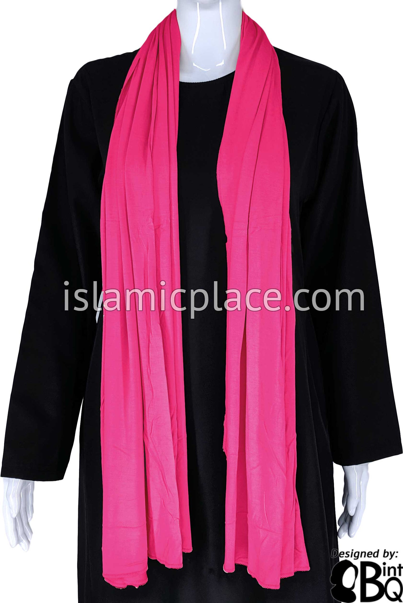 Neon Pink Plain - Jamila Jersey Shayla Long Rectangle Hijab 30"x70"