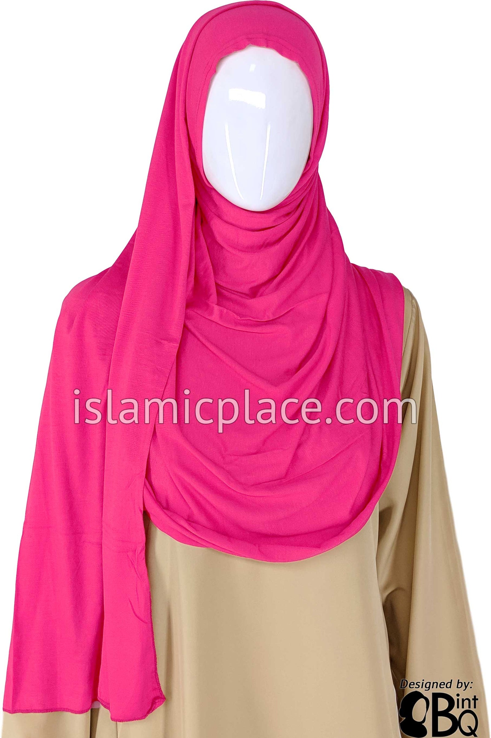 Neon Pink Plain - Jamila Jersey Shayla Long Rectangle Hijab 30"x70"