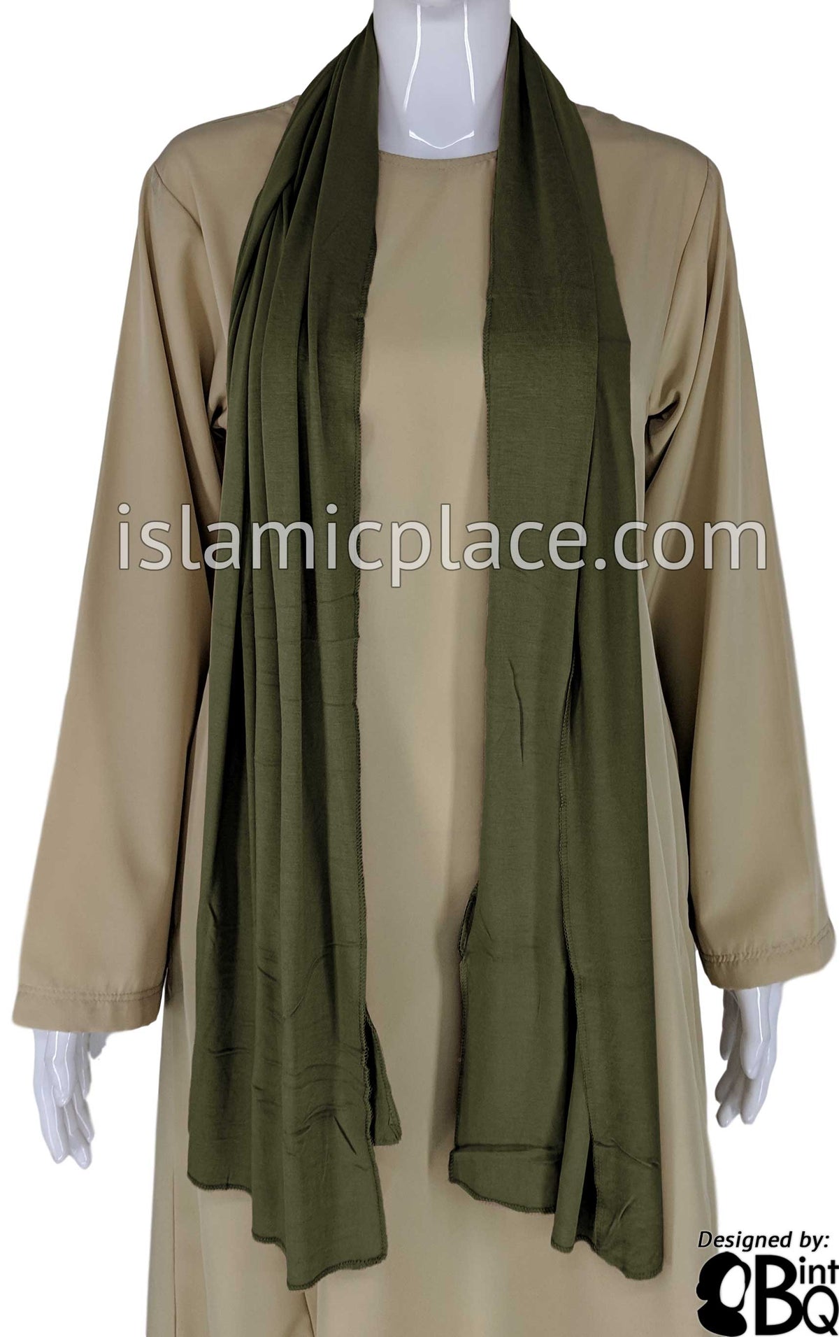 Olive Green Plain - Jamila Jersey Shayla Long Rectangle Hijab 30"x70"