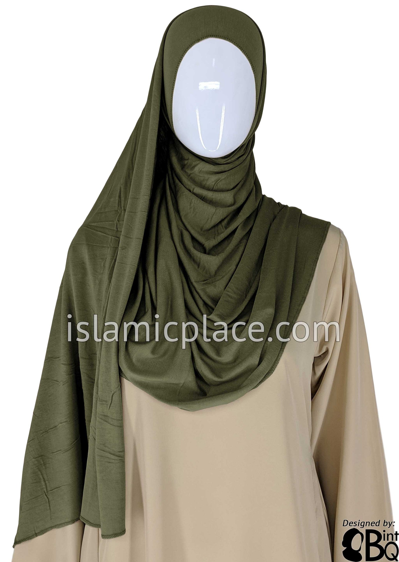 Olive Green Plain - Jamila Jersey Shayla Long Rectangle Hijab 30"x70"