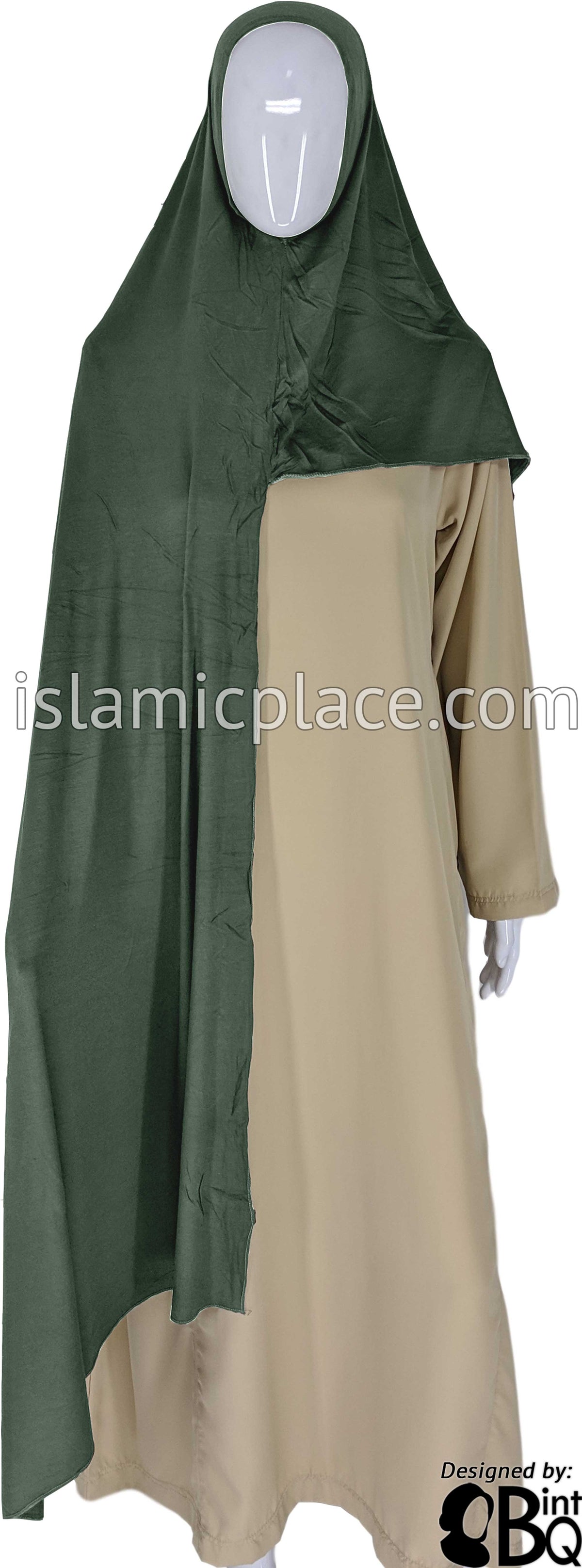 Camouflage Green Plain - Easy Aisha Jersey Shayla Long Rectangle Hijab 30"x70"