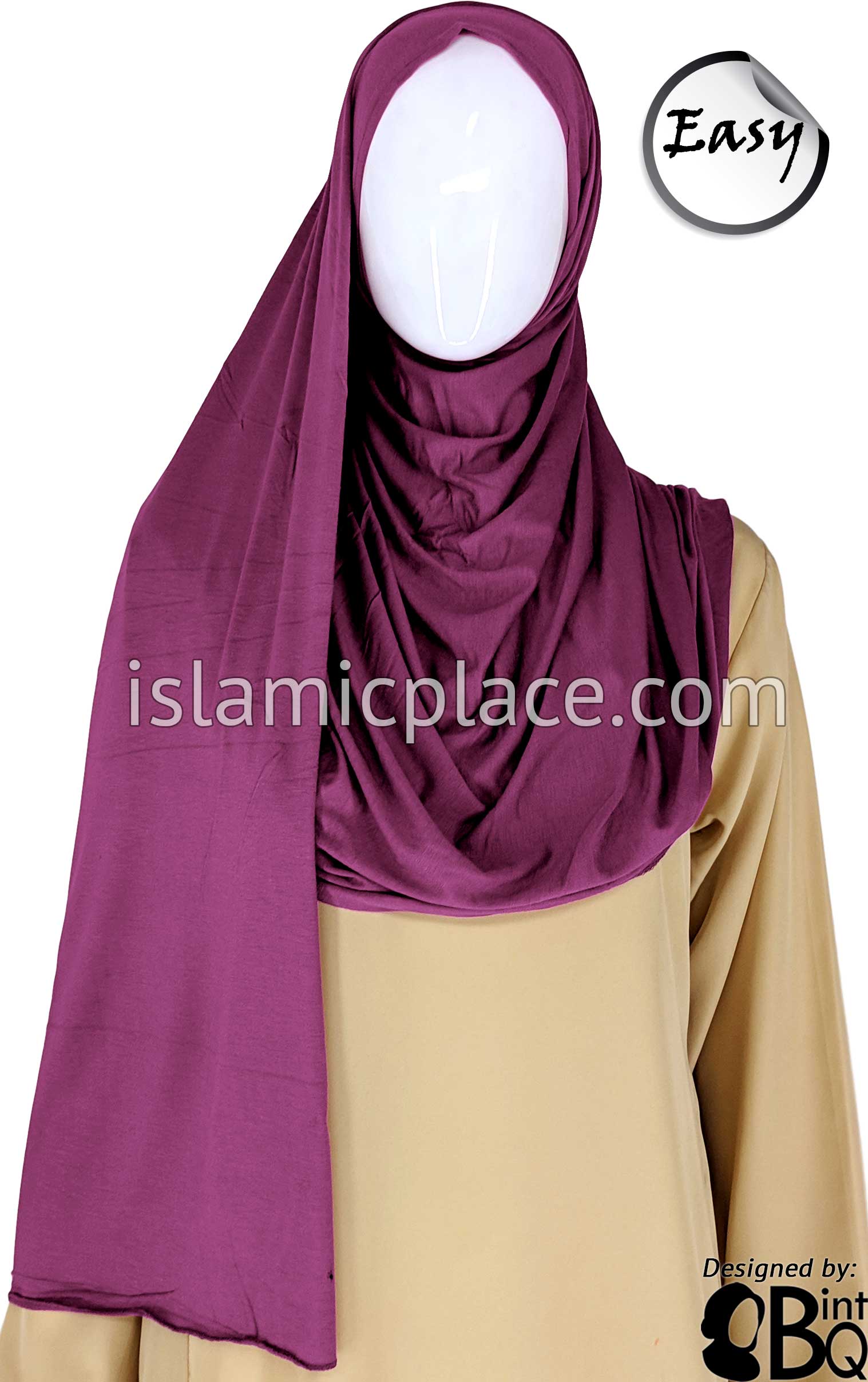 Concord Grape Plain - Easy Aisha Jersey Shayla Long Rectangle Hijab 30"x70"