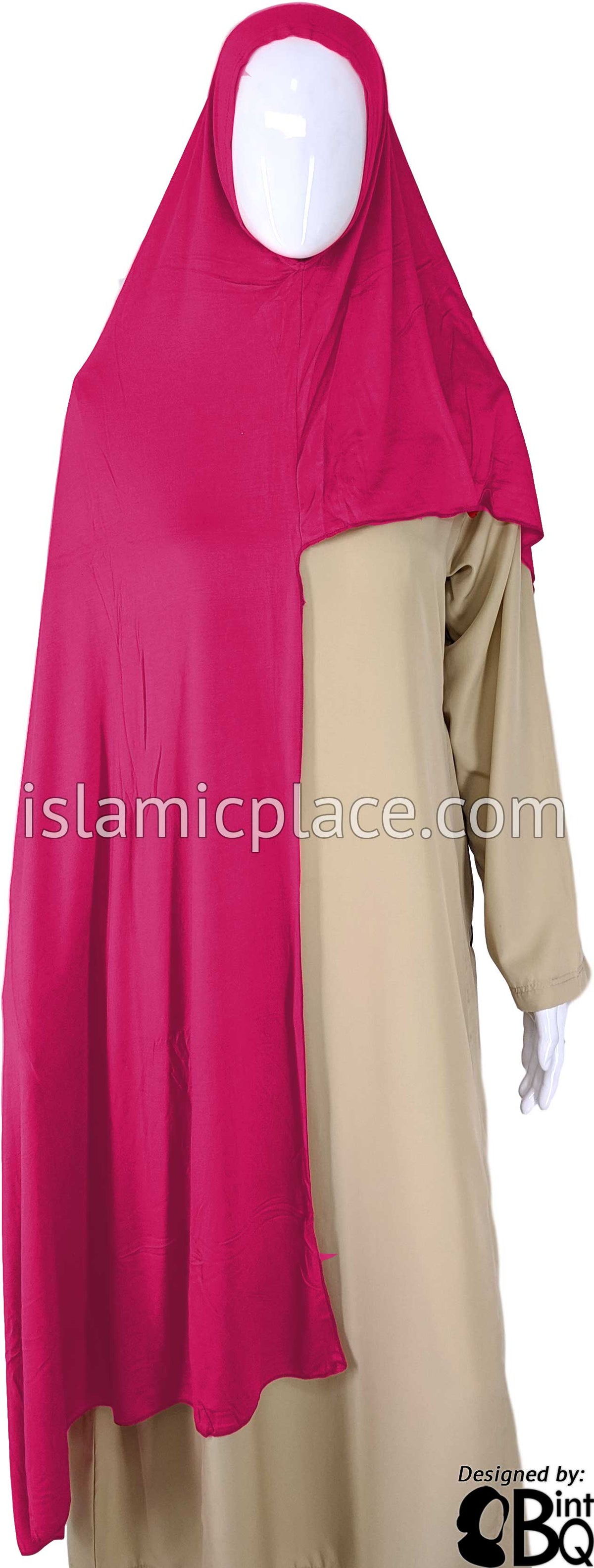 Fuchsia Pink Plain - Easy Aisha Jersey Shayla Long Rectangle Hijab 30"x70"