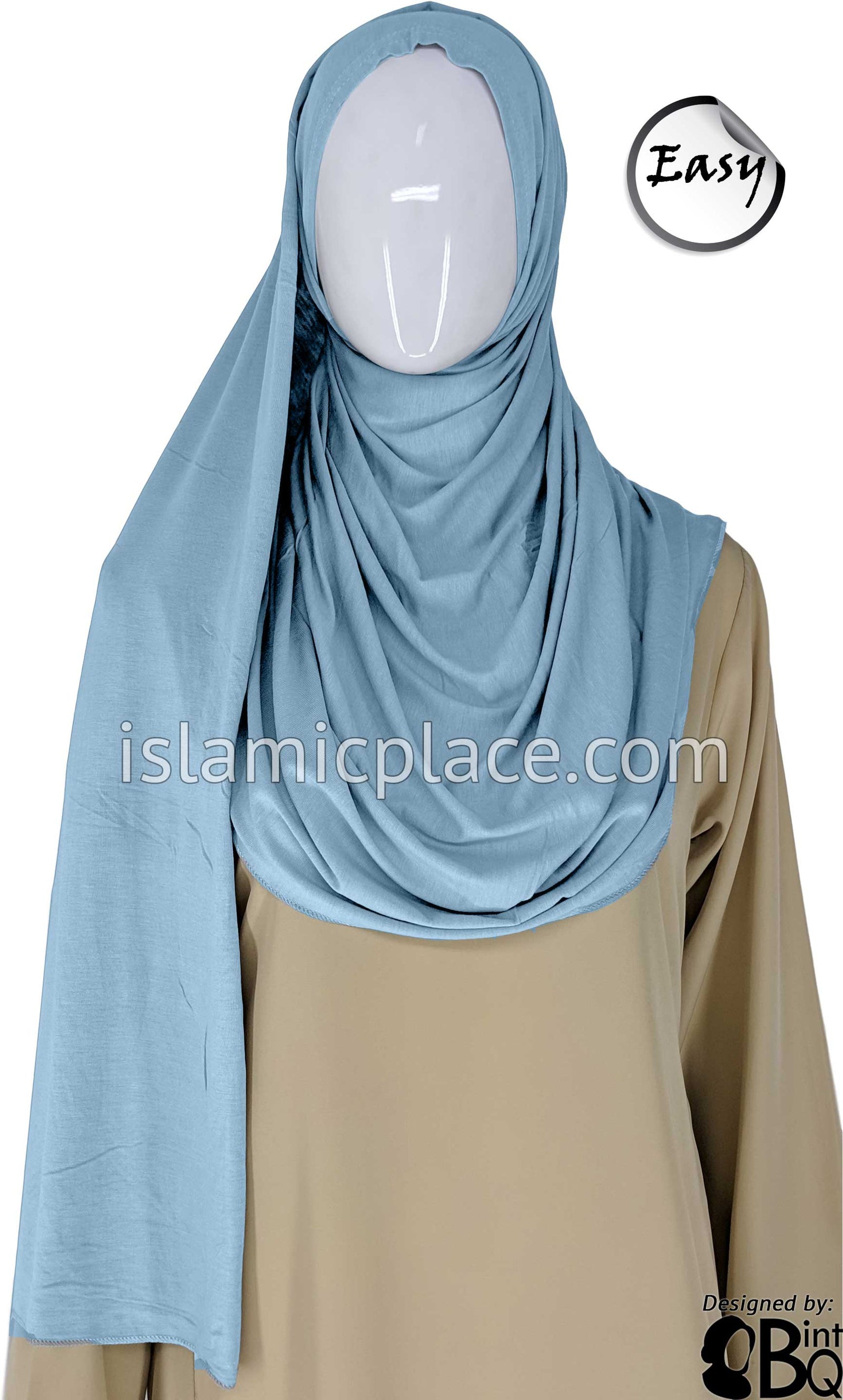 Himalaya Blue Plain - Easy Aisha Jersey Shayla Long Rectangle Hijab 30"x70"