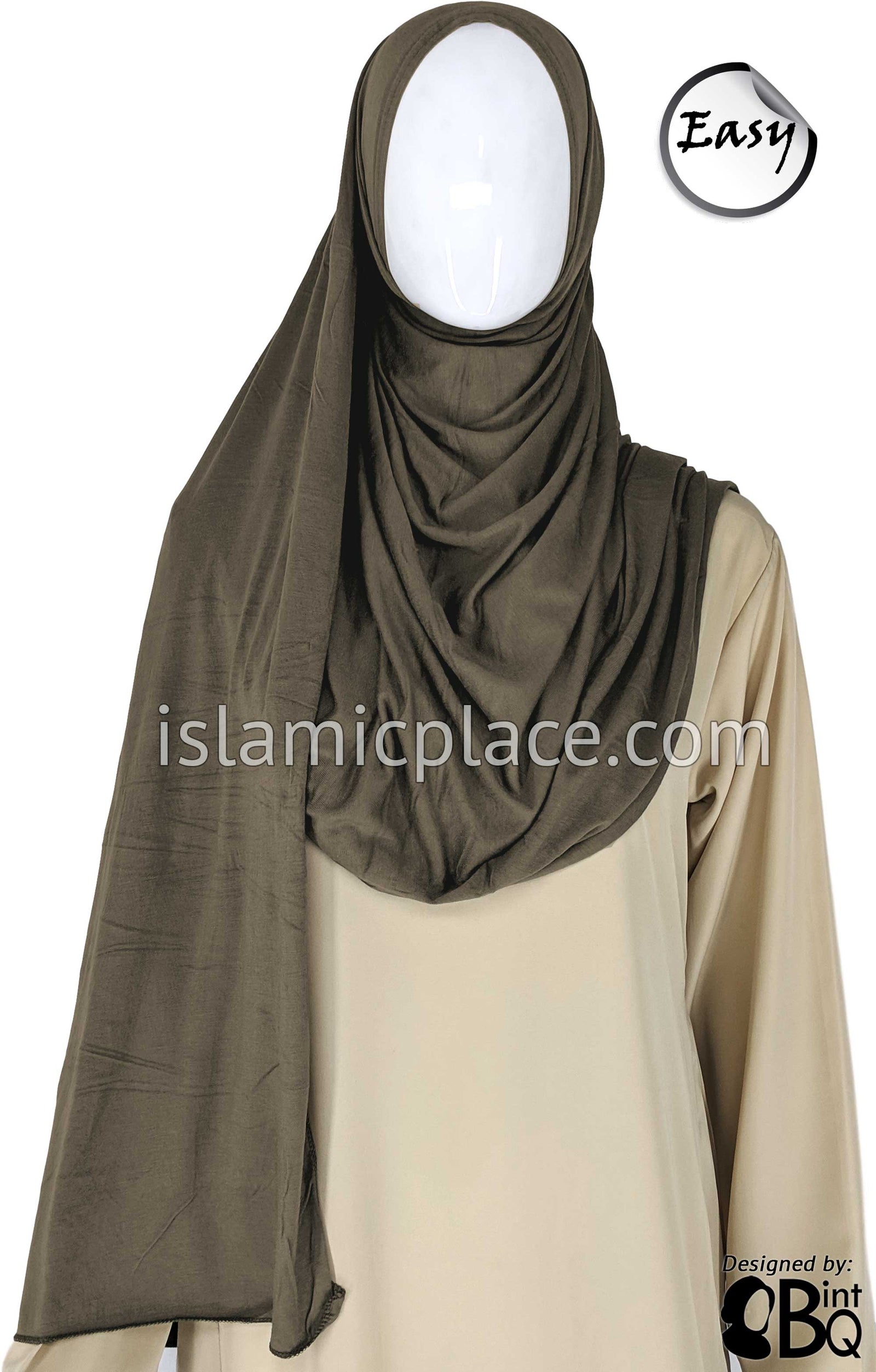 Light Taupe Plain - Easy Aisha Jersey Shayla Long Rectangle Hijab 30"x70"