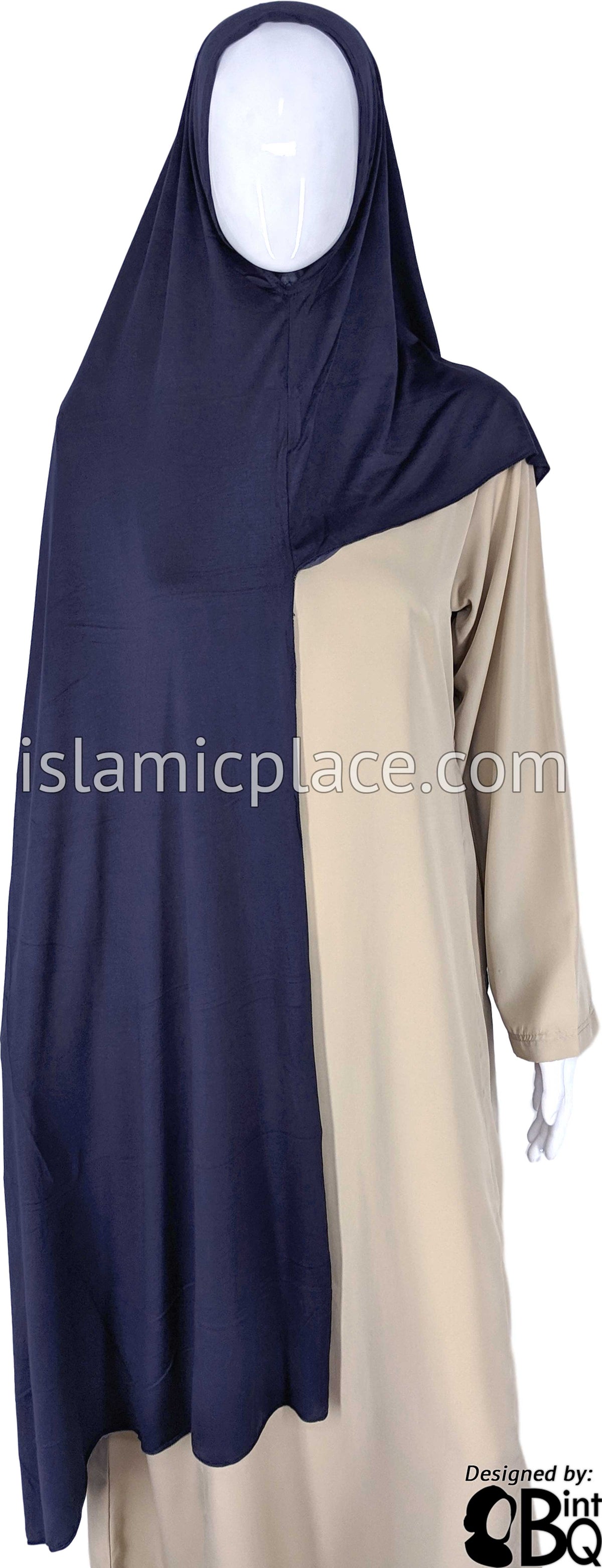 Navy Blue Plain - Easy Aisha Jersey Shayla Long Rectangle Hijab 30"x70"