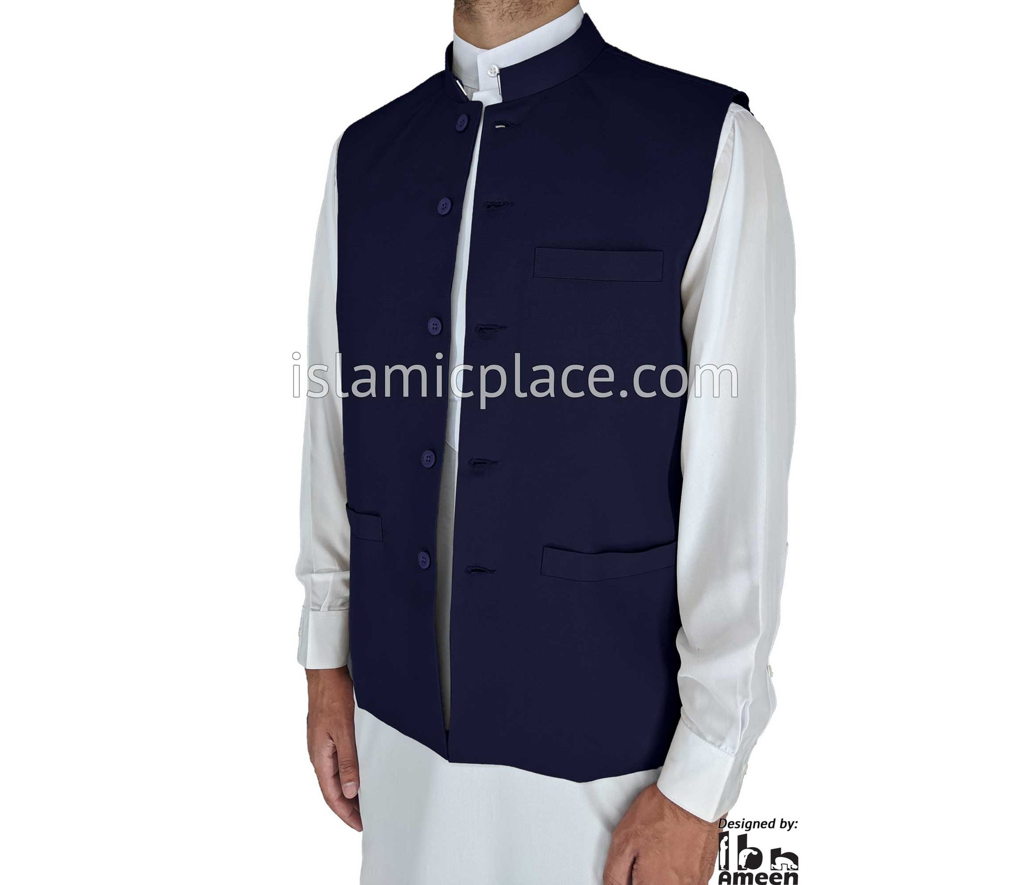 Navy Blue - Shaykh Waistcoat Vest by Ibn Ameen Navy Blue - Shaykh Waistcoat Vest by Ibn Ameen