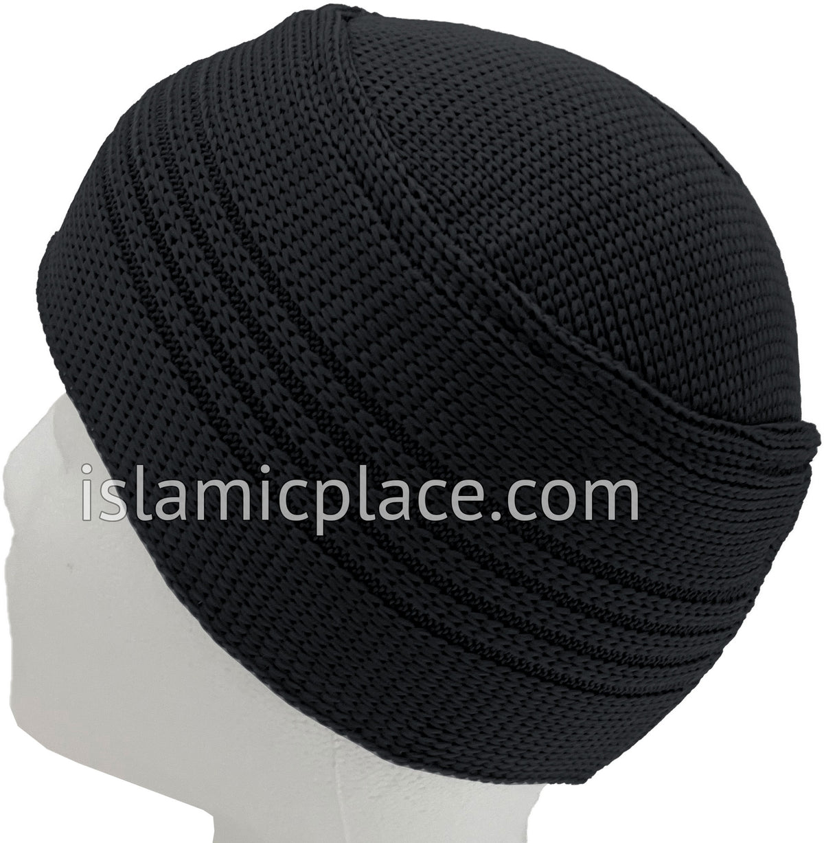 Black - Elastic Knitted Indonesian Solid Kufi (original style)