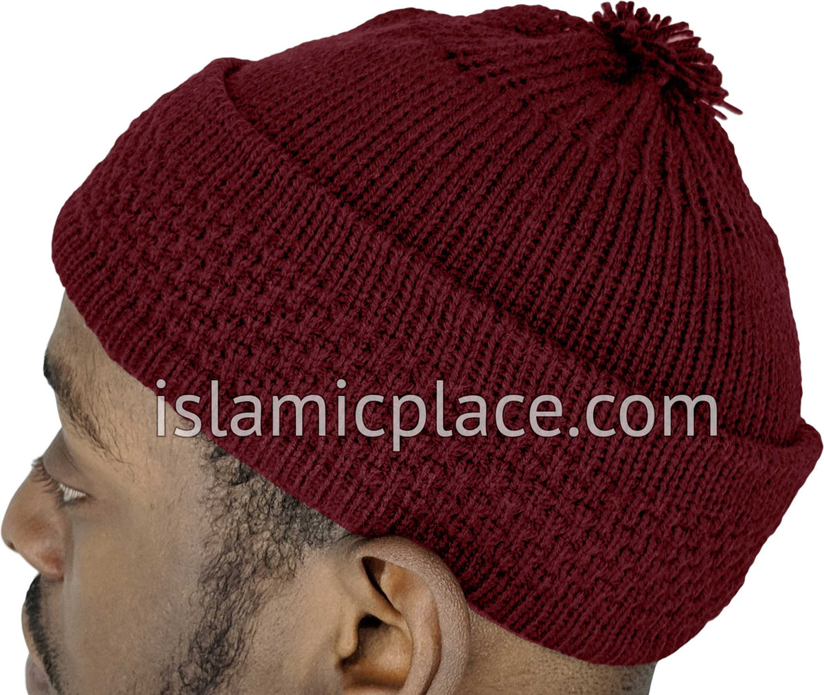 Burgundy - Warm Knitted Jalil Style Kufi