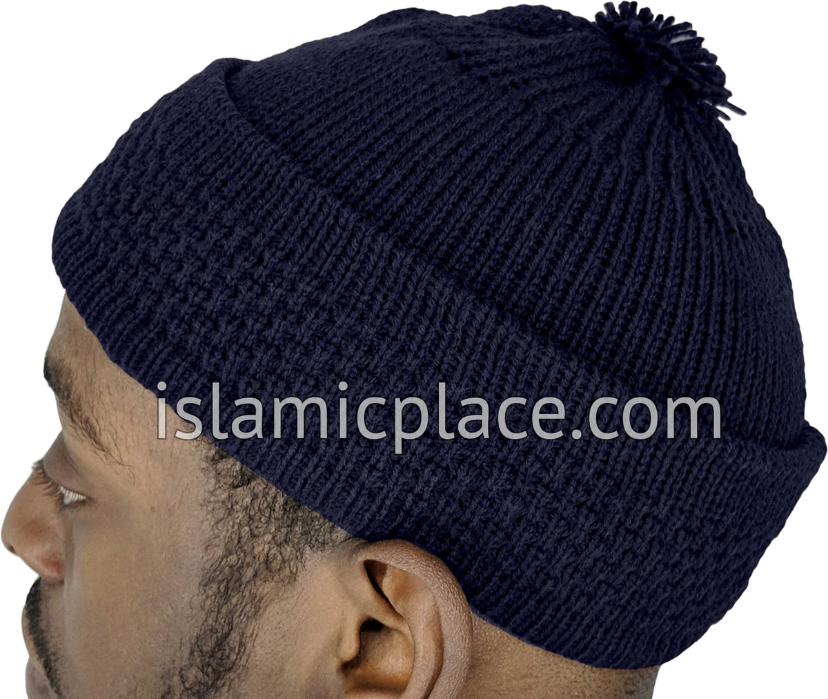 Navy Blue - Warm Knitted Jalil Style Kufi