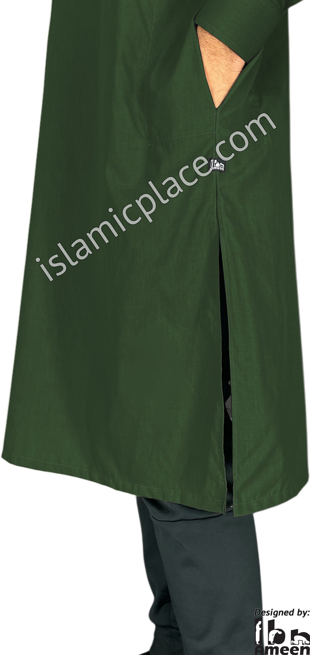 Hunter Green - Men Saudi Ad-Daffah Plain Kameez by Ibn Ameen