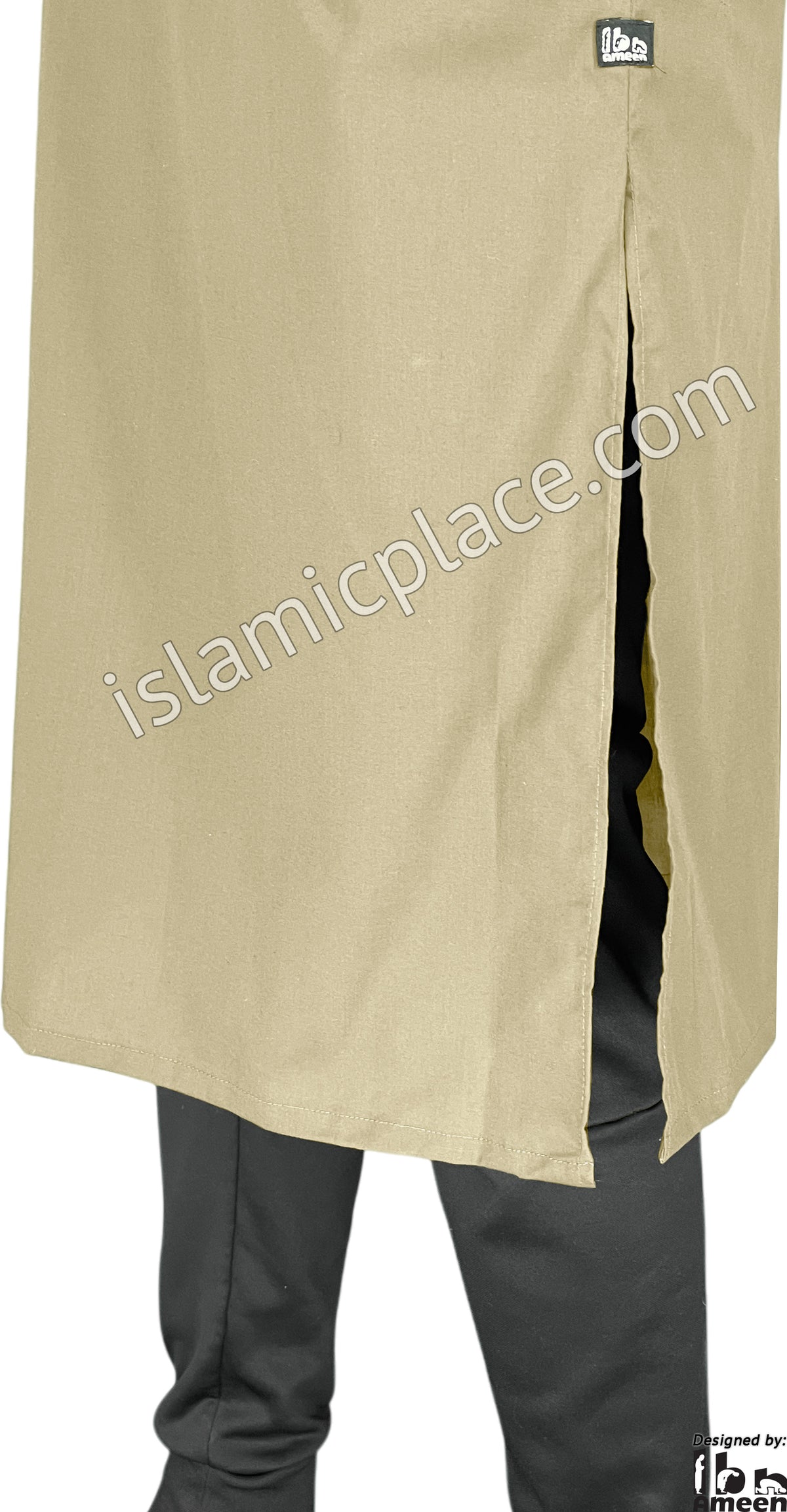Khaki - Men Saudi Ad-Daffah Plain Kameez by Ibn Ameen