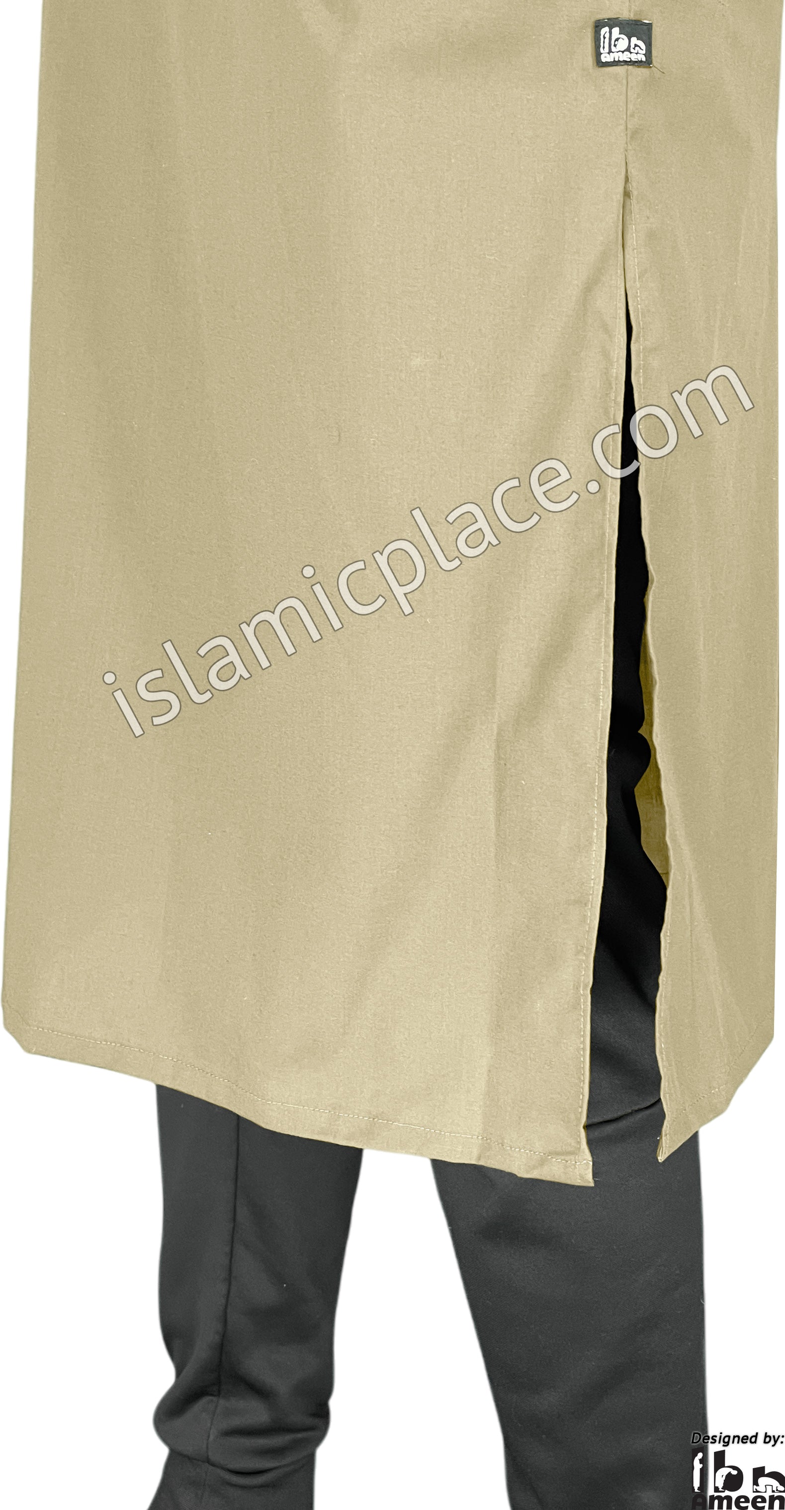Khaki - Men Saudi Ad-Daffah Plain Kameez by Ibn Ameen