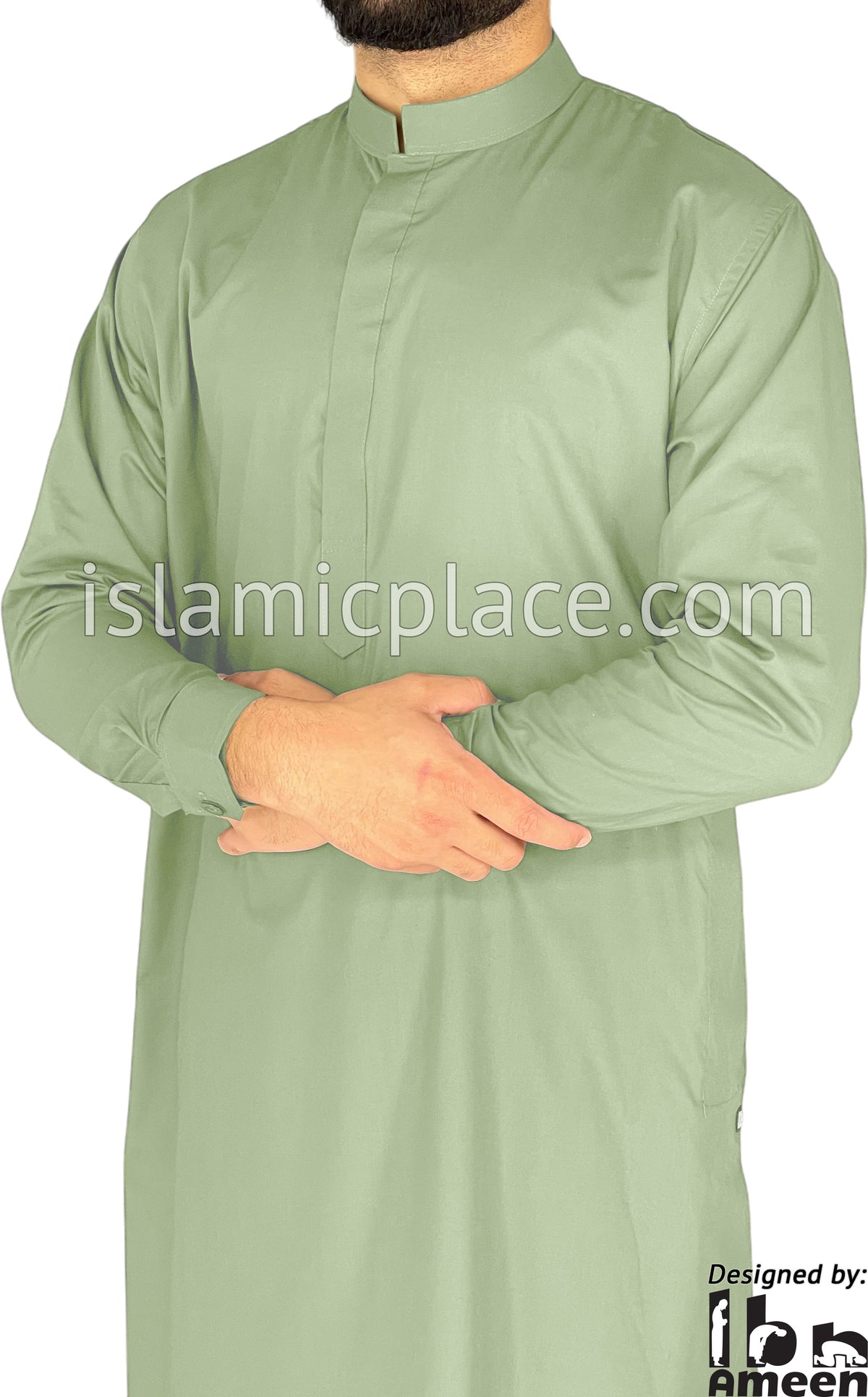 Mint Green - Men Saudi Ad-Daffah Plain Kameez by Ibn Ameen