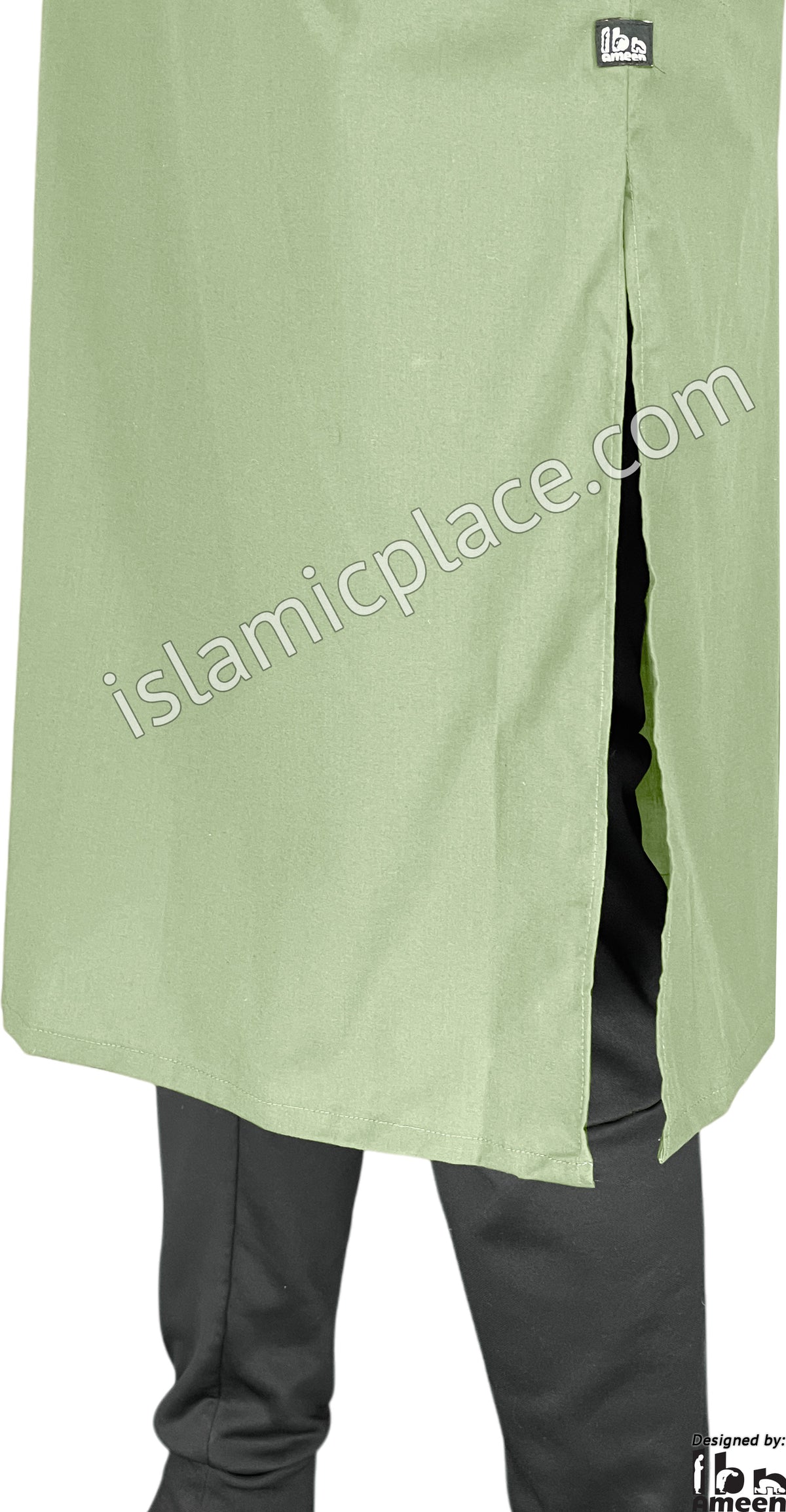 Mint Green - Men Saudi Ad-Daffah Plain Kameez by Ibn Ameen